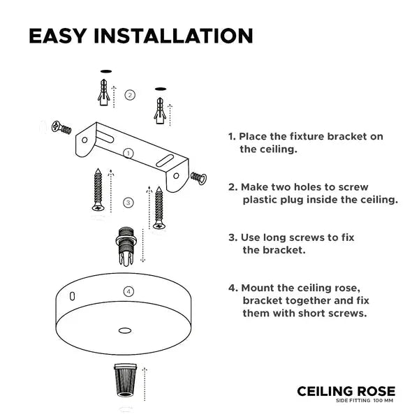 Plafondkap 1 uitgang 100 mm cilindrische metalen ~6060