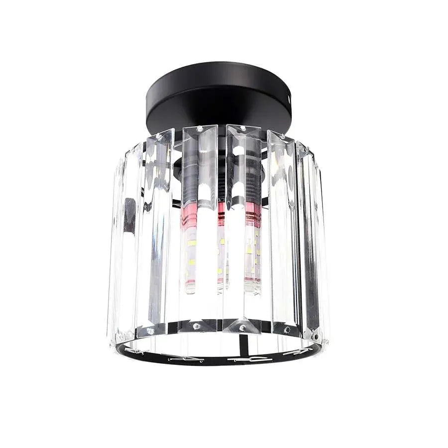 Elegant Art Deco Brass Clear Glass Semi-Flush E27 Ceiling Light Fixture