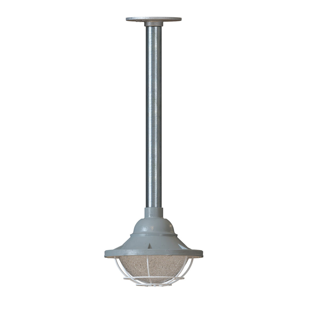 Industrial Galvanized Pipe Cage Pendant Light, E27 Base, Multiple Drop Lengths