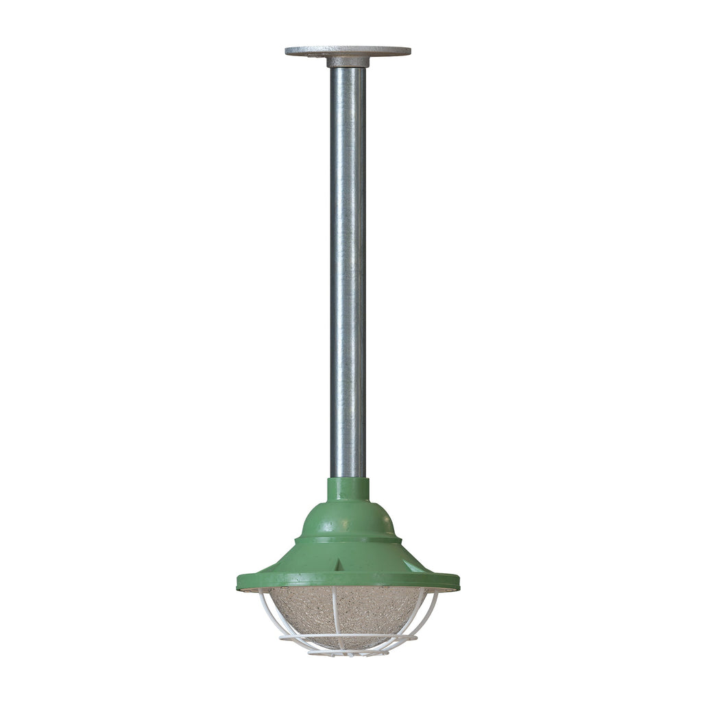 Industrial Galvanized Pipe Cage Pendant Light, E27 Base, Multiple Drop Lengths