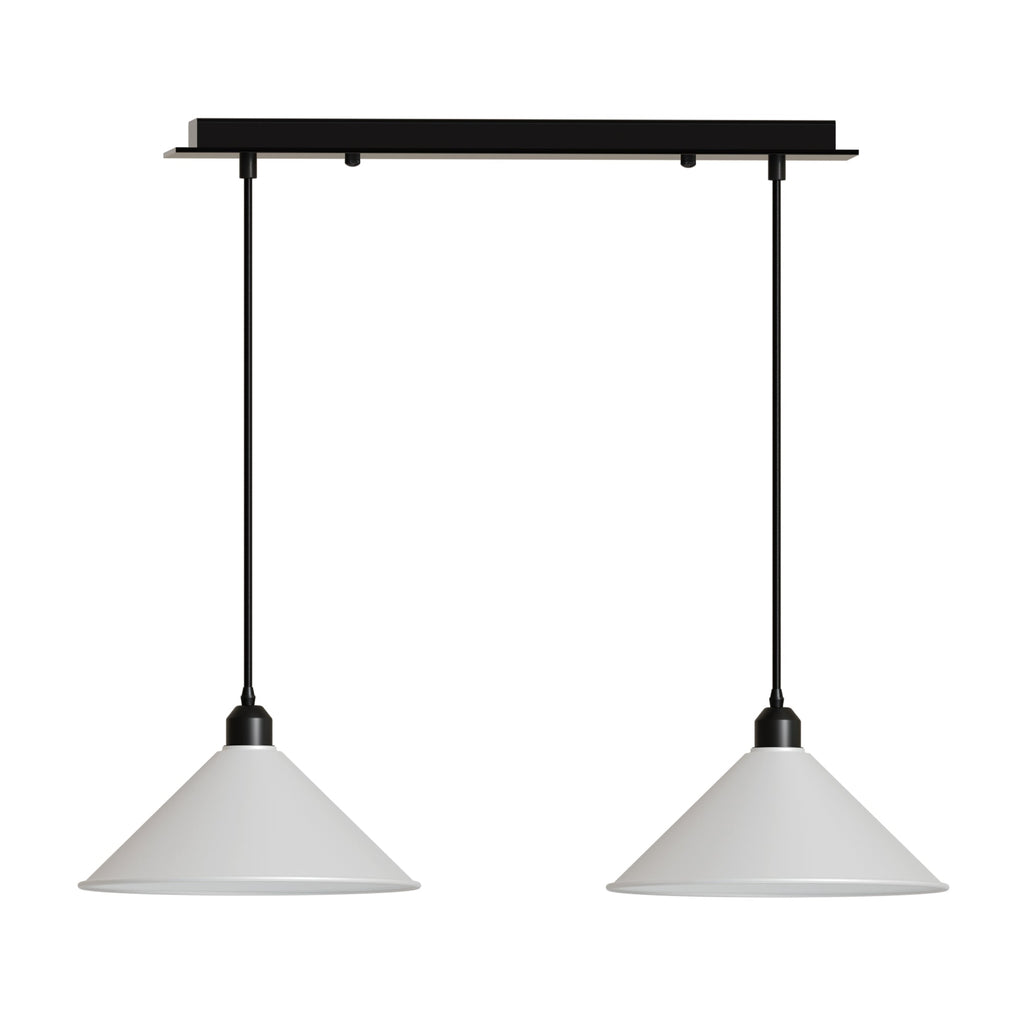 Modern Metal Double Head Cone Shade Pendant Light Fixture E27 Base