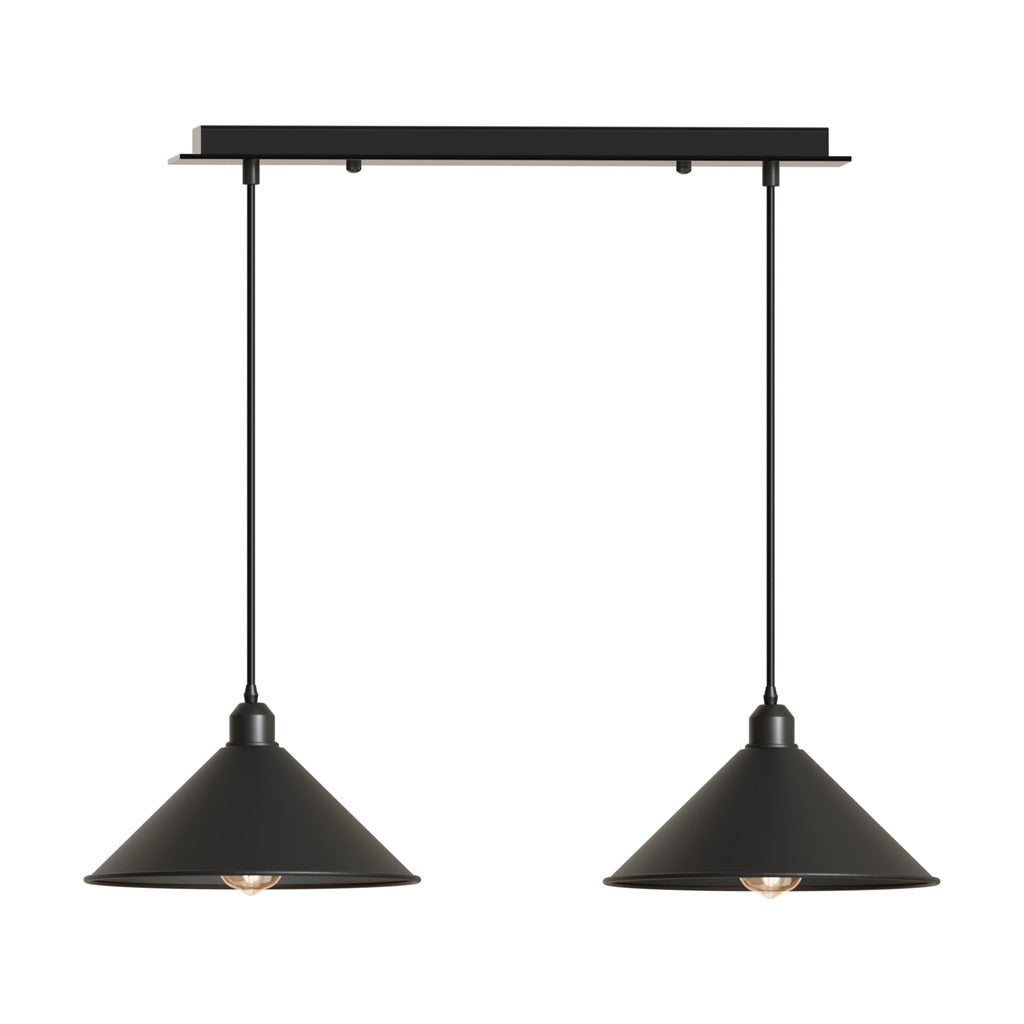 Modern Metal Double Head Cone Shade Pendant Light Fixture E27 Base