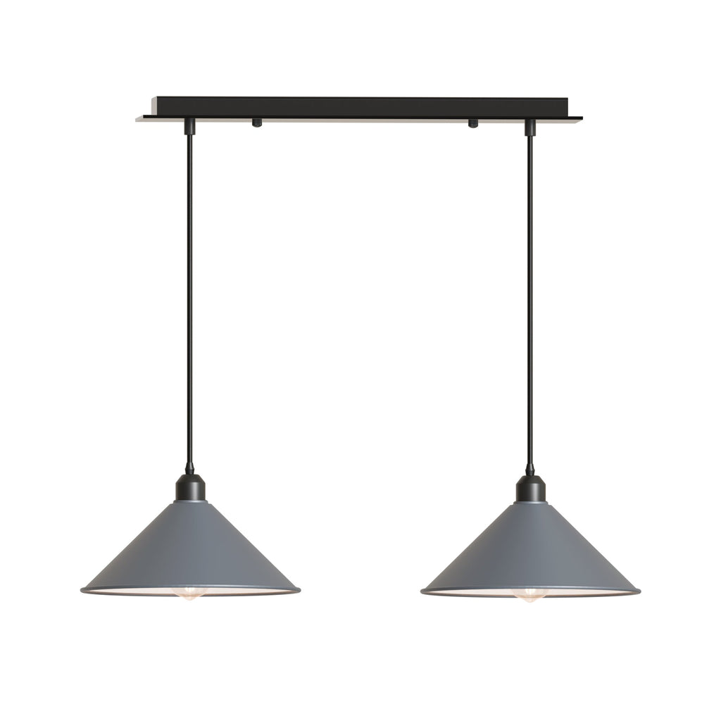 Modern Metal Double Head Cone Shade Pendant Light Fixture E27 Base