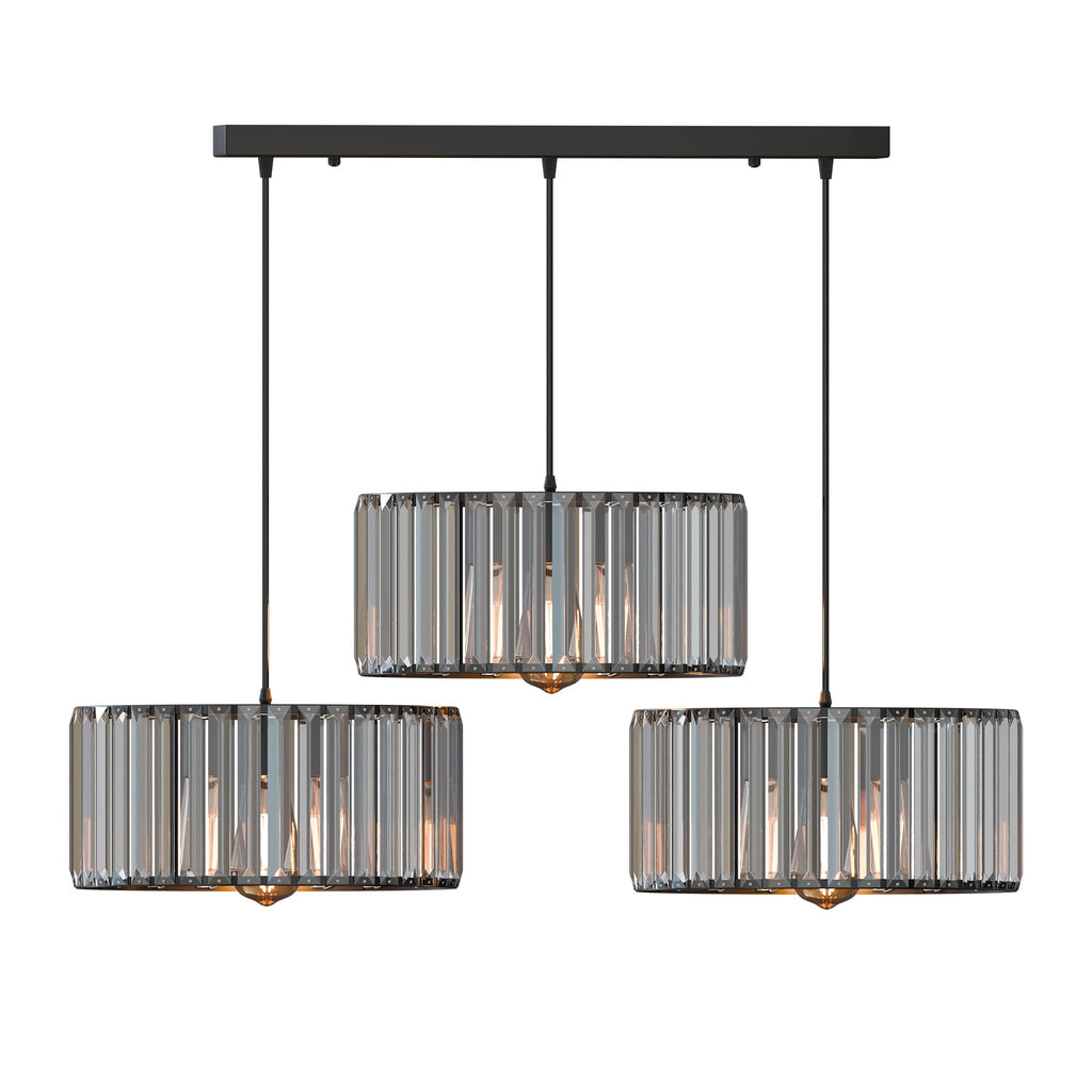 Modern Adjustable 3-Light Crystal Shade Pendant Chandelier Light Fixture