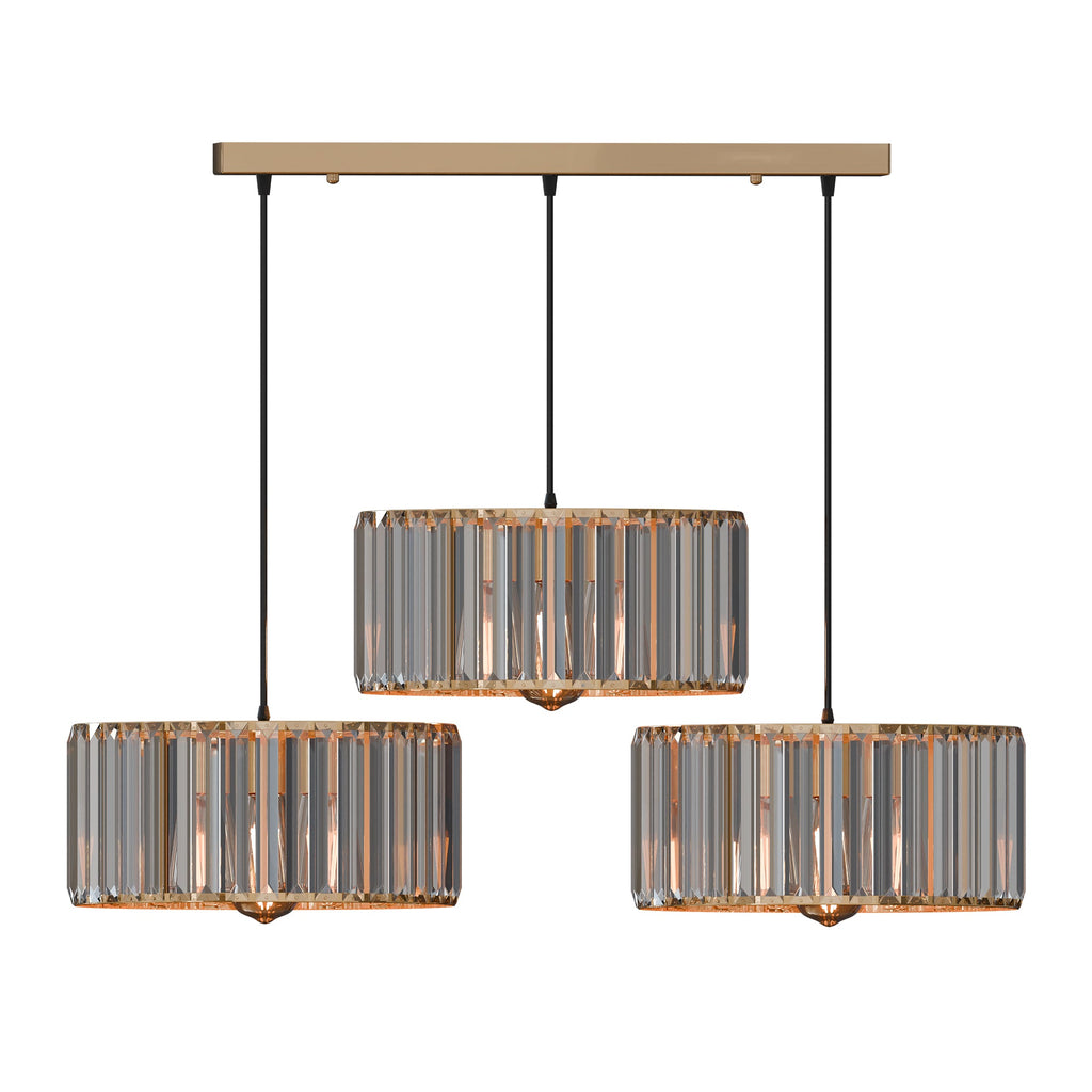 Modern Adjustable 3-Light Crystal Shade Pendant Chandelier Light Fixture
