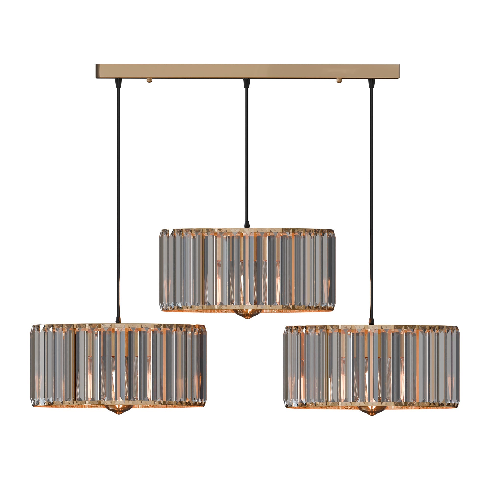 Modern Adjustable 3-Light Crystal Shade Pendant Chandelier~6125