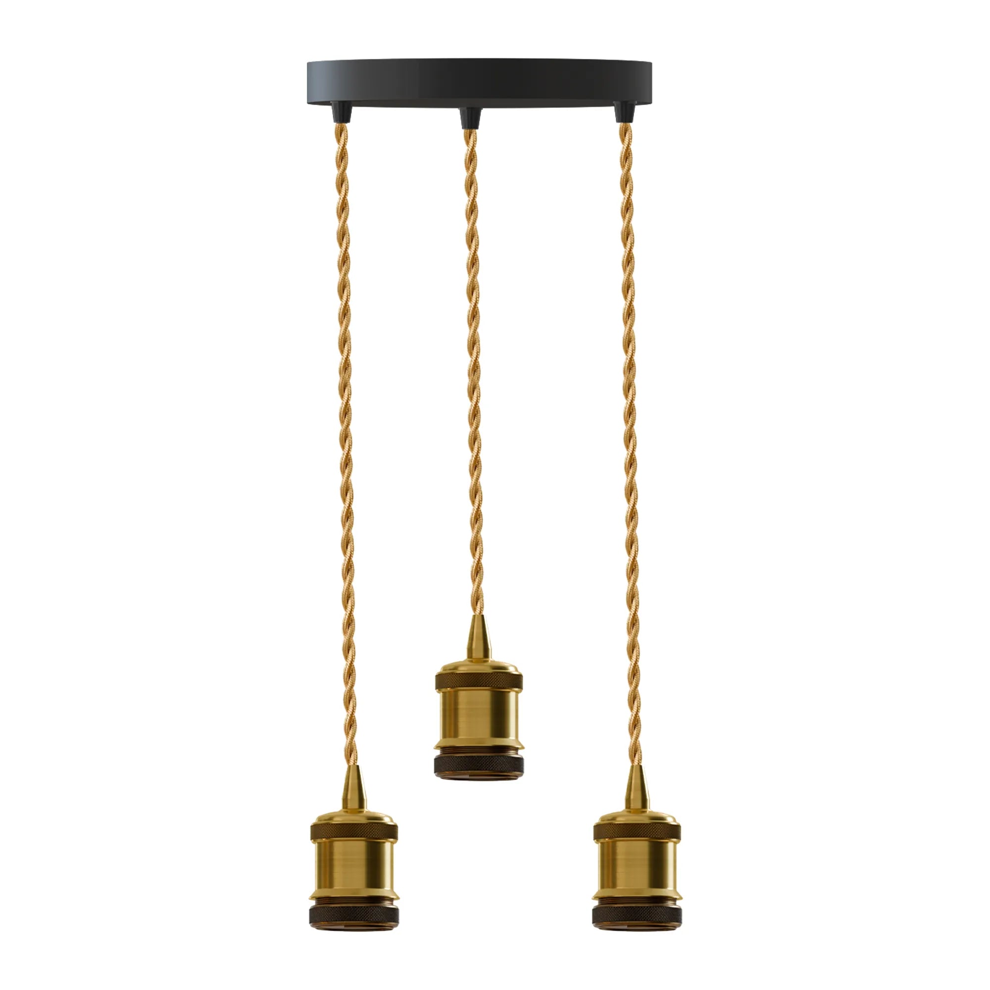 Industrial 3-Light Pendant with Brass Holder  E27 Fit ~ 6122