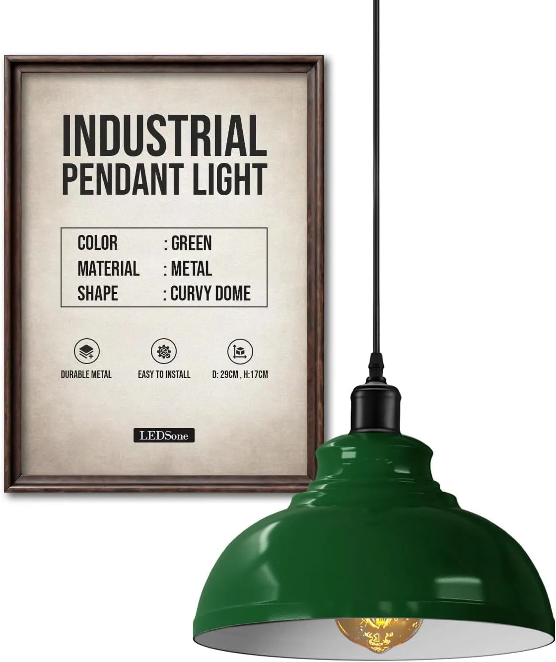 Height Adjustable Metal Pendant Light ~6151