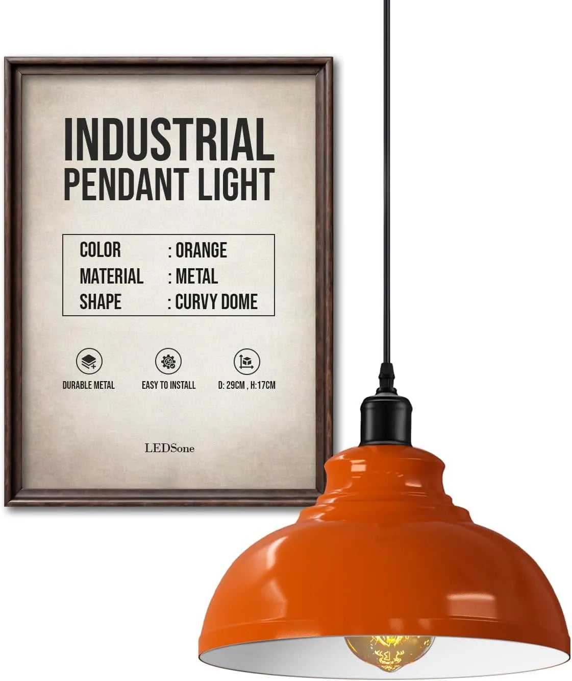 Height Adjustable Metal Pendant Light ~6151