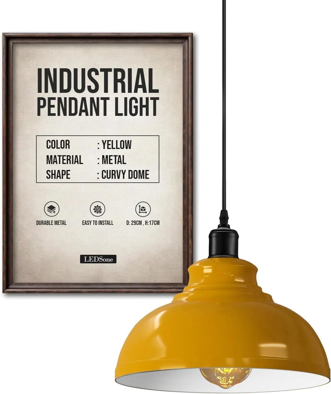 Height Adjustable Metal Pendant Light ~6151