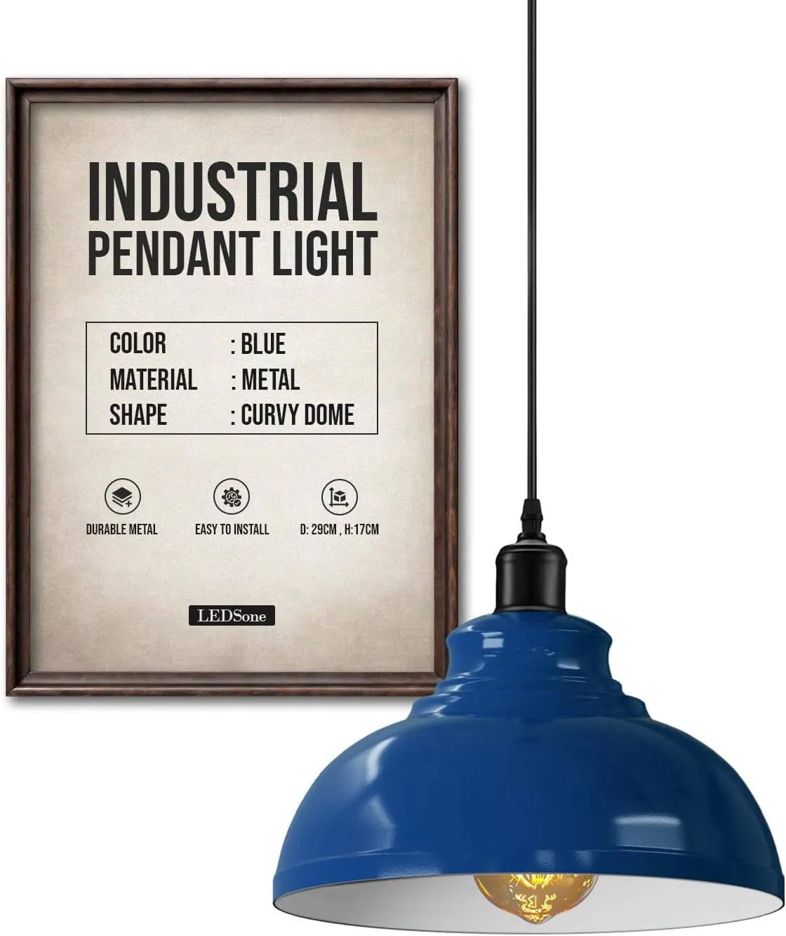 Height Adjustable Metal Pendant Light ~6151