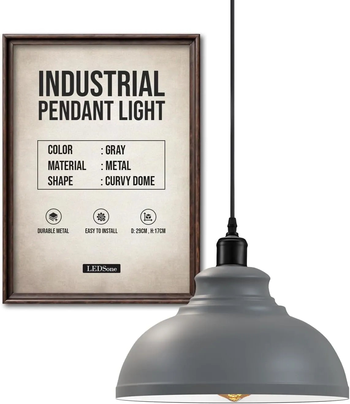 Height Adjustable Metal Pendant Light ~6151