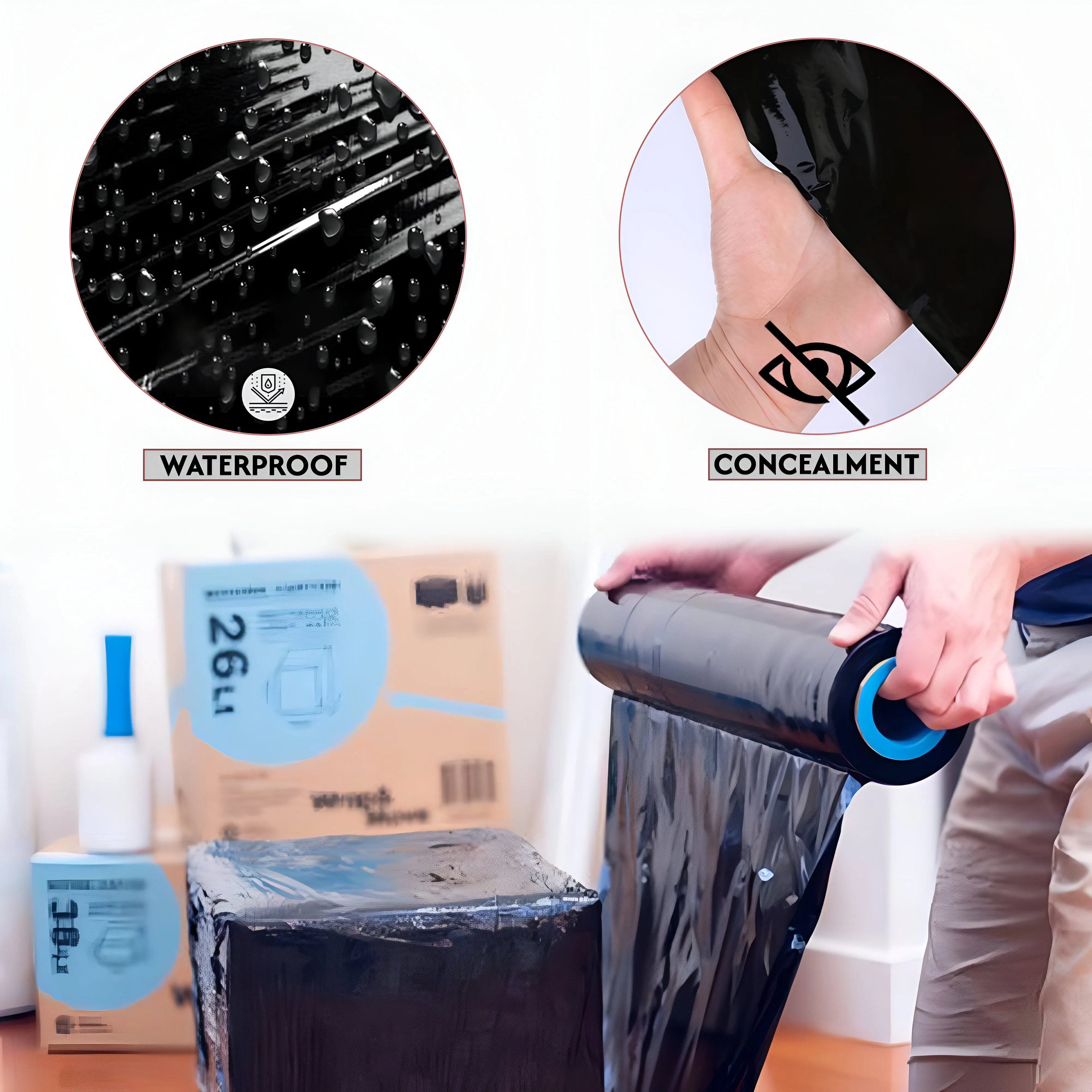 Durable Black Waterproof Pallet Wrap Roll for Secure Shipping and Storage