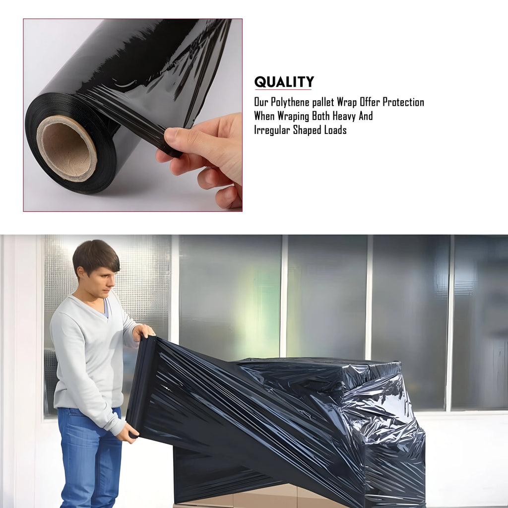 Durable Black Waterproof Pallet Wrap Roll for Secure Shipping and Storage