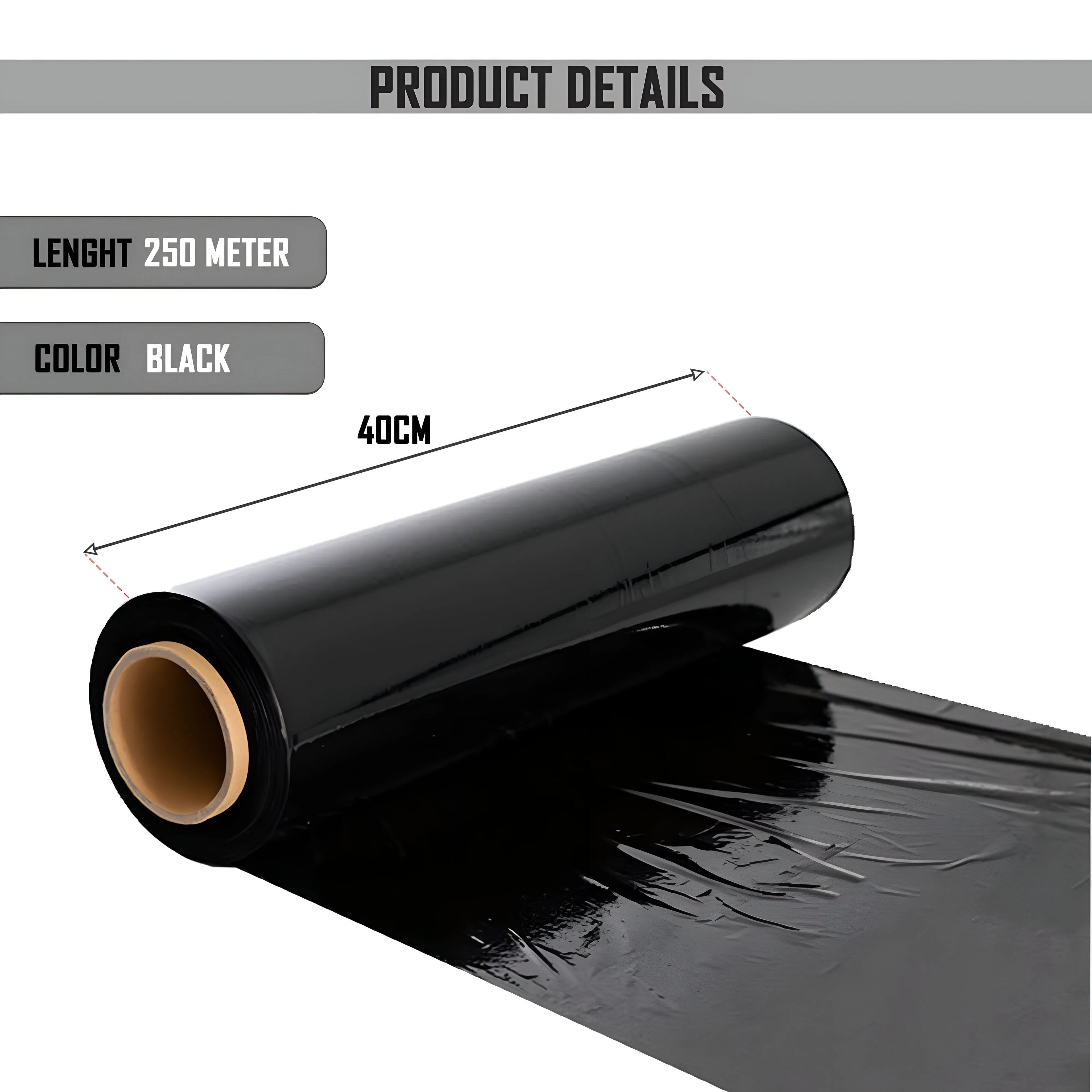 Durable Black Waterproof Pallet Wrap Roll for Secure Shipping and Storage