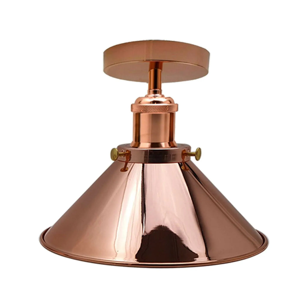 E27 Metal Semi Flush Mount Ceiling Light Fixture - Retro Industrial Design