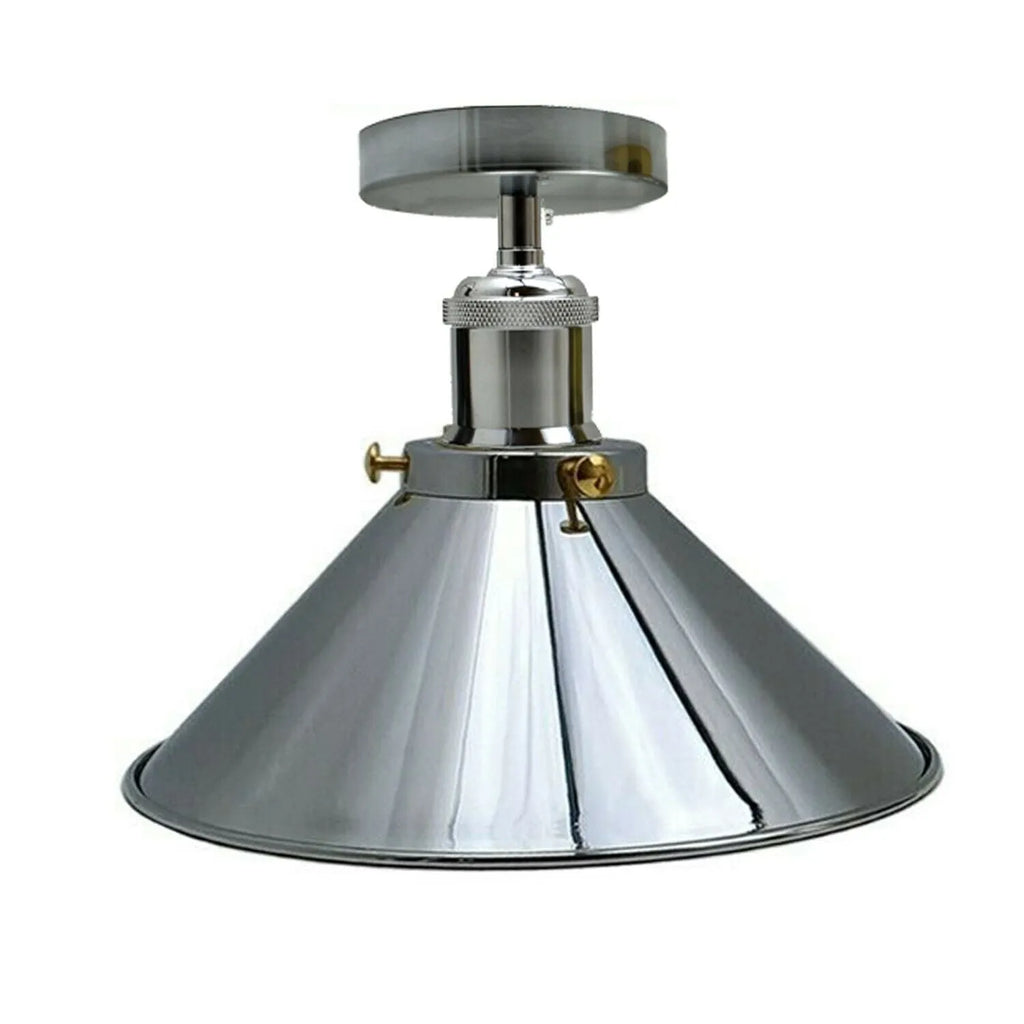 E27 Metal Semi Flush Mount Ceiling Light Fixture - Retro Industrial Design