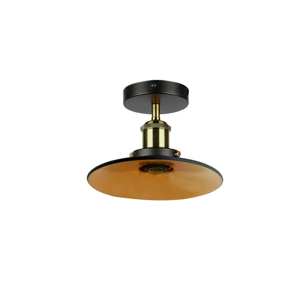 E27 Metal Semi Flush Mount Ceiling Light Fixture - Retro Industrial Design