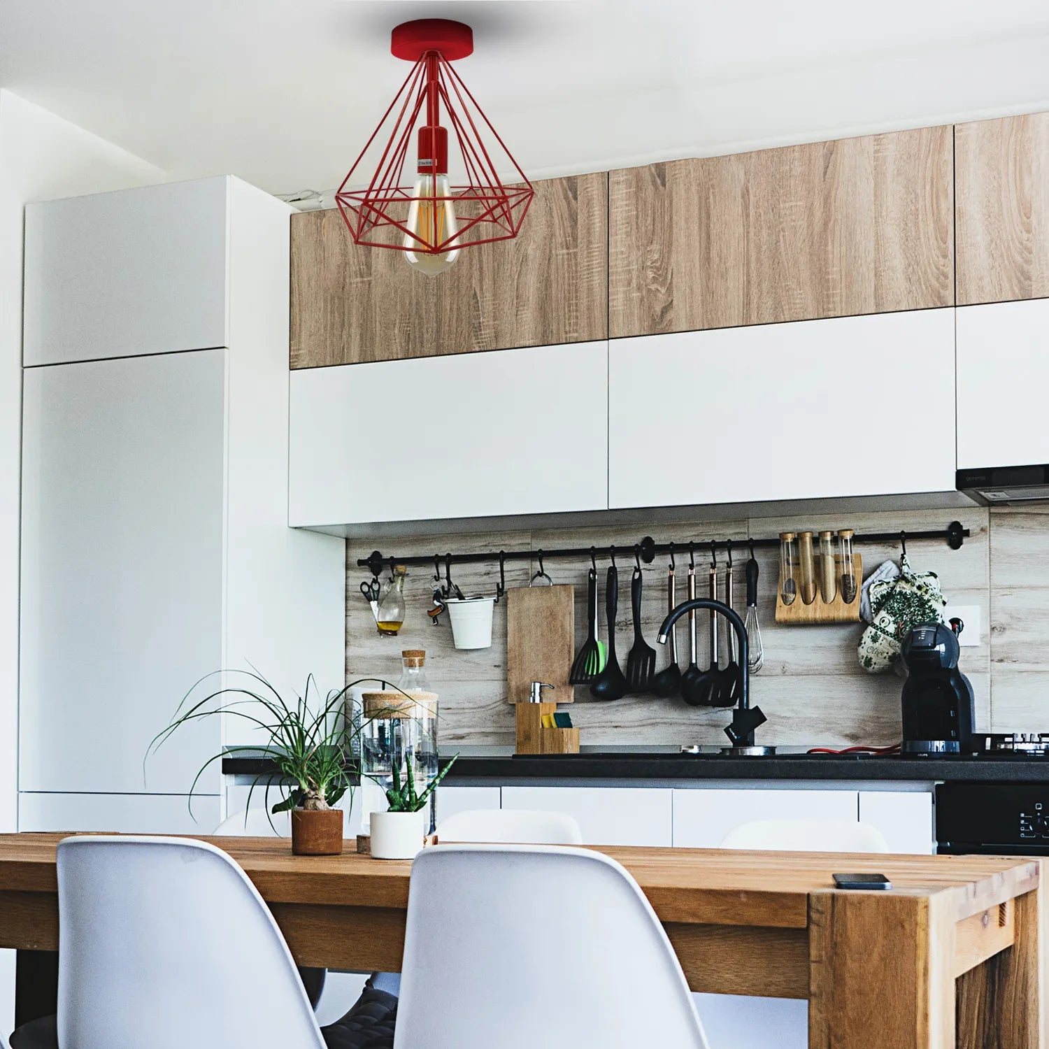 2 Pack Semi Flush Mount Ceiling Light Fixture Metal Cage Lampshade E27 Holder~4199