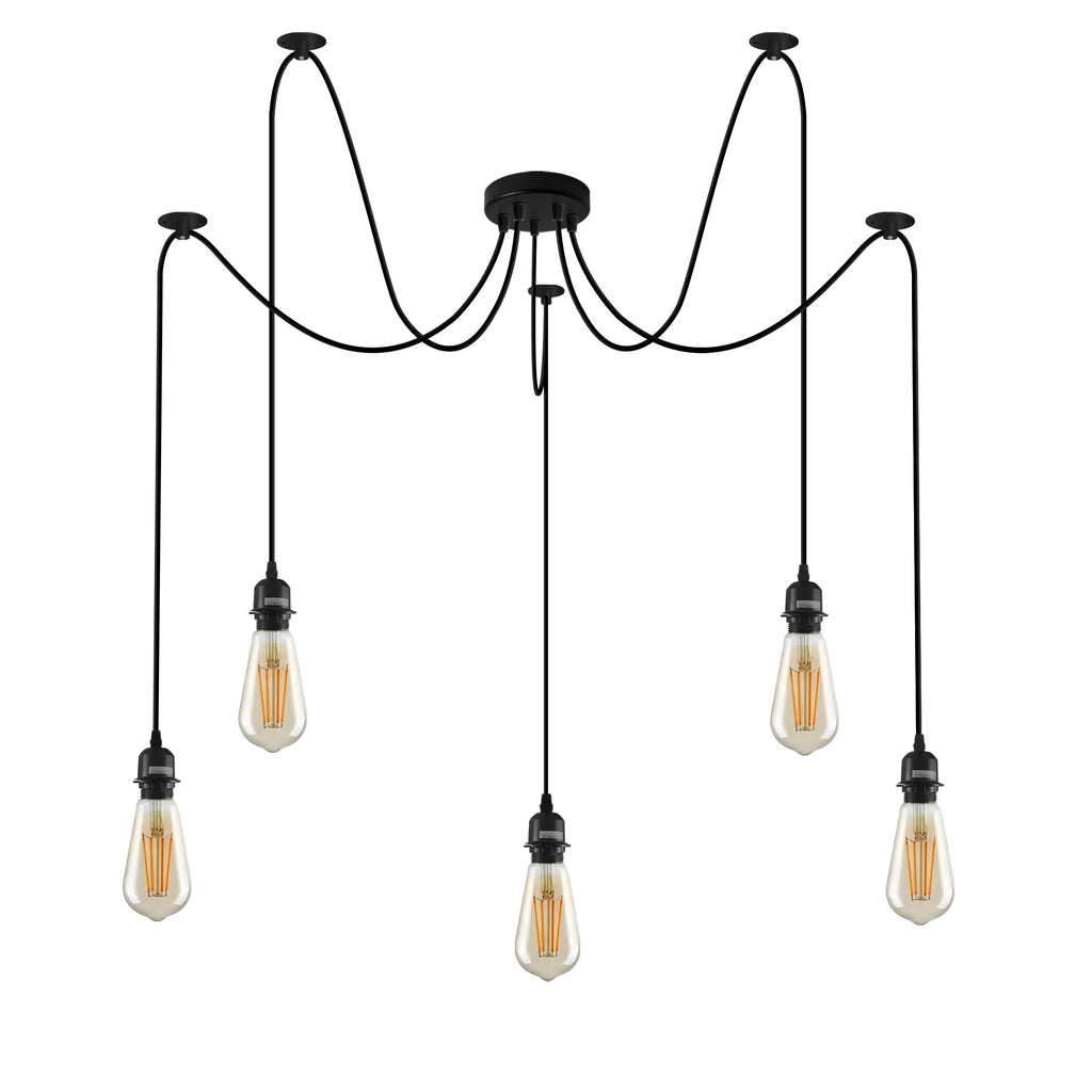 Modern Industrial Black Spider Ceiling Pendant Light Fixture E27 Base