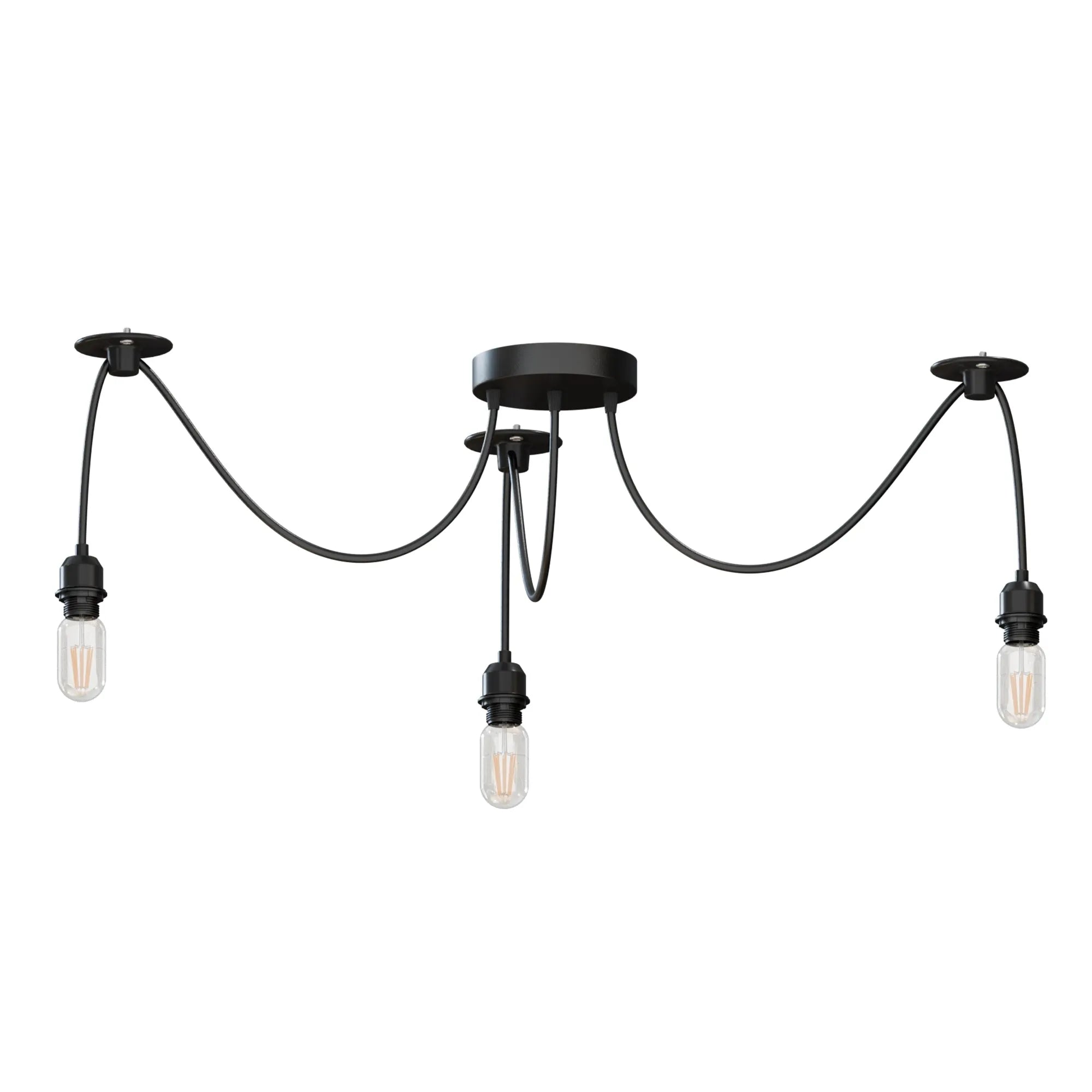 Industrial Black E27 Base Ceiling Spider Pendant Light Fitting ~ 6180