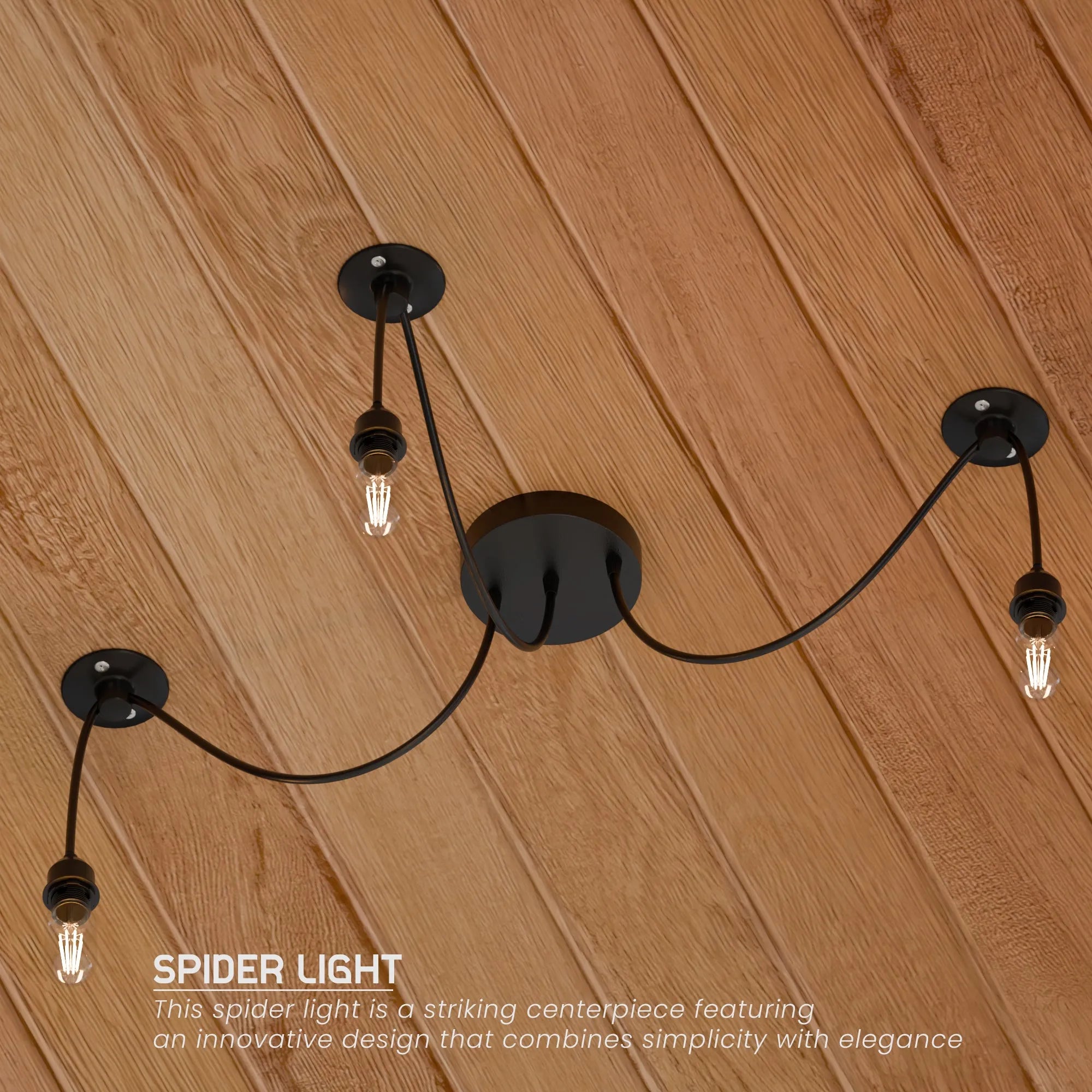 Industrial Black E27 Base Ceiling Spider Pendant Light Fitting ~ 6180
