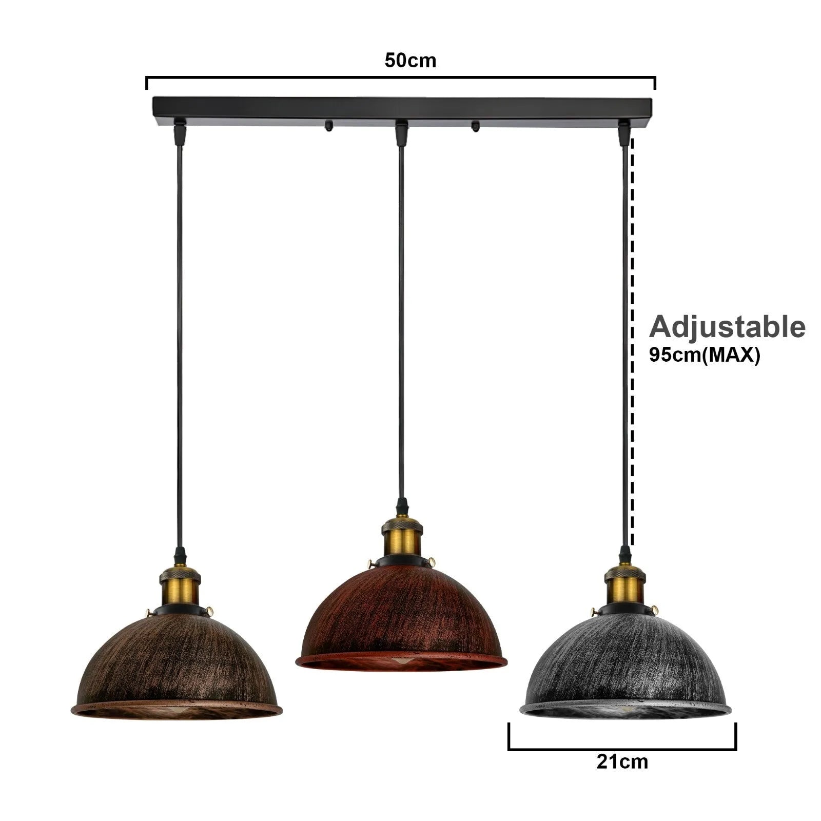 E27 Pendant Light 3 Light Vintage Metal ~6186