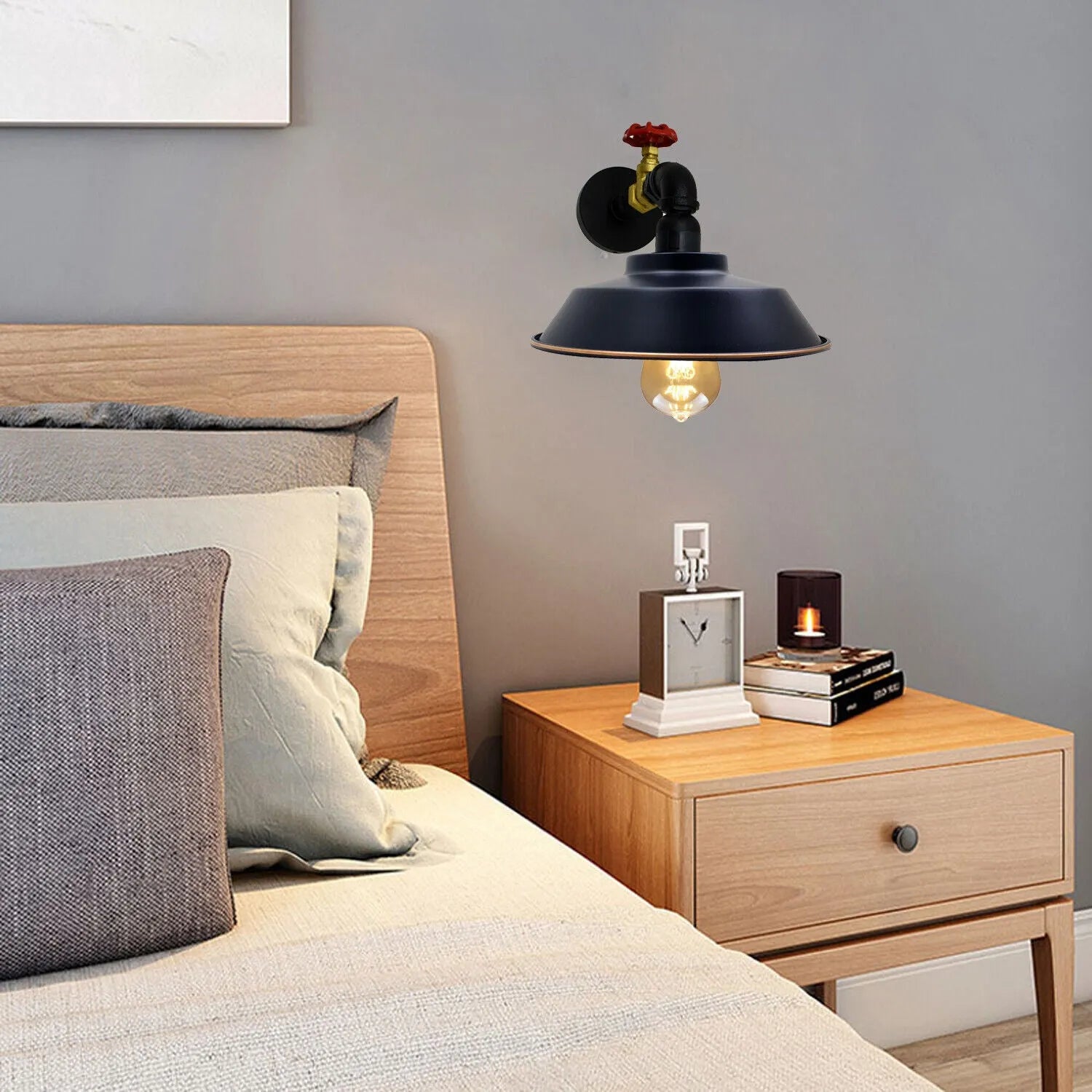 Vintage Industrial Black-Gold Metal Water Pipe Wall Sconces light ~6215