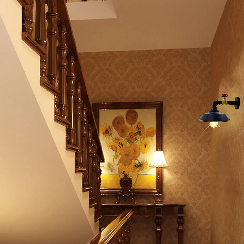 Vintage Industrial Black-Gold Metal Water Pipe Wall Sconces light ~6215