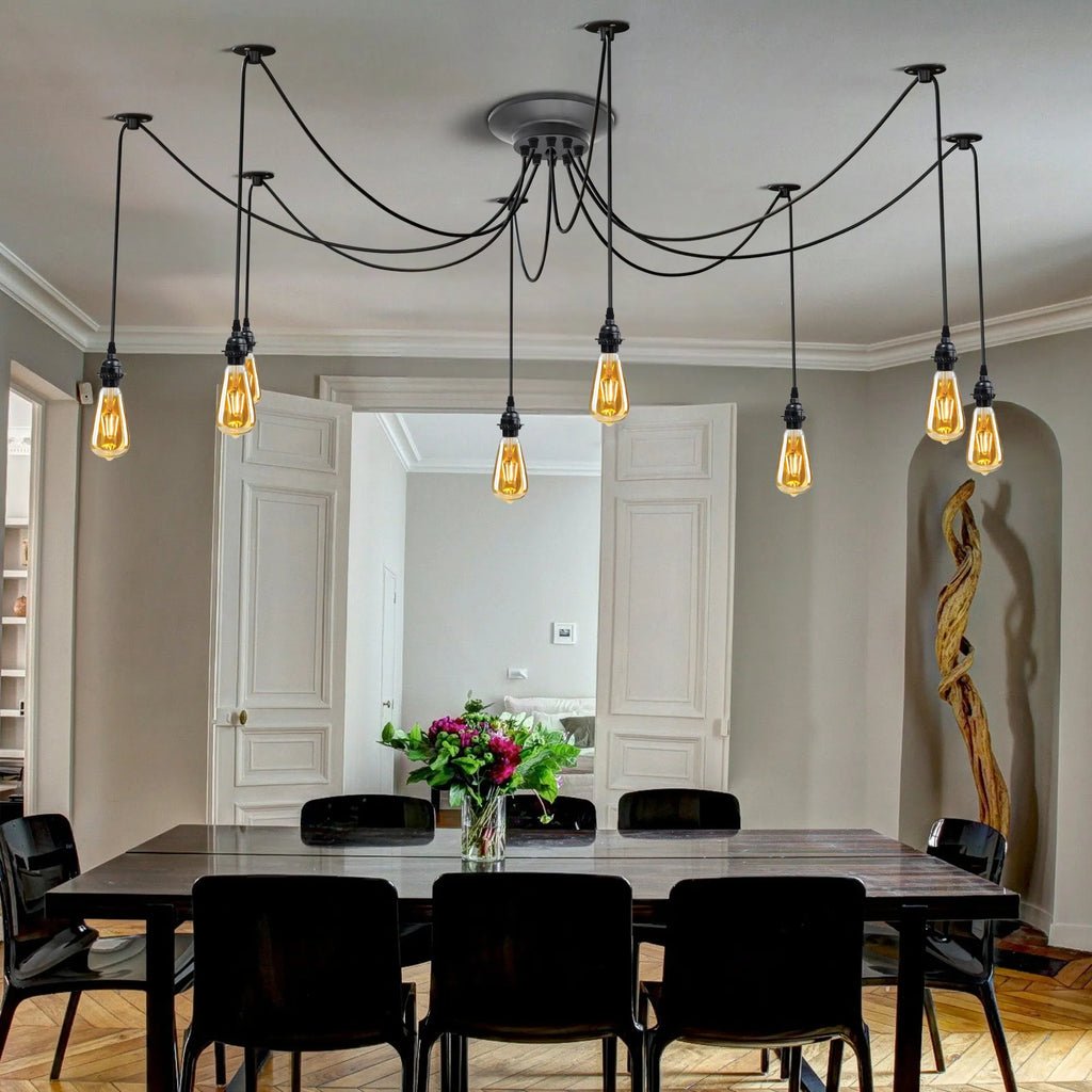 Industrial 8-Way Spider Chandelier 2m Adjustable ~6269