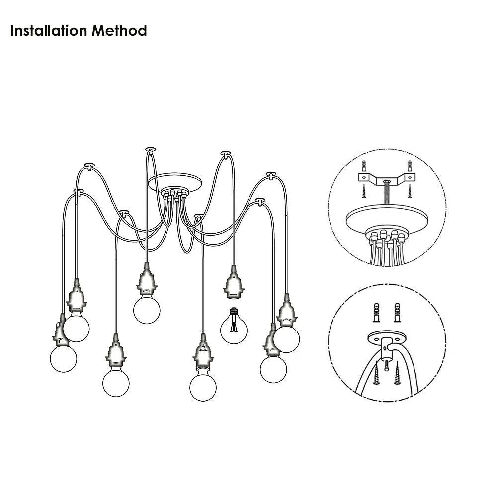Industrial 8-Way Spider Chandelier 2m Adjustable ~6269