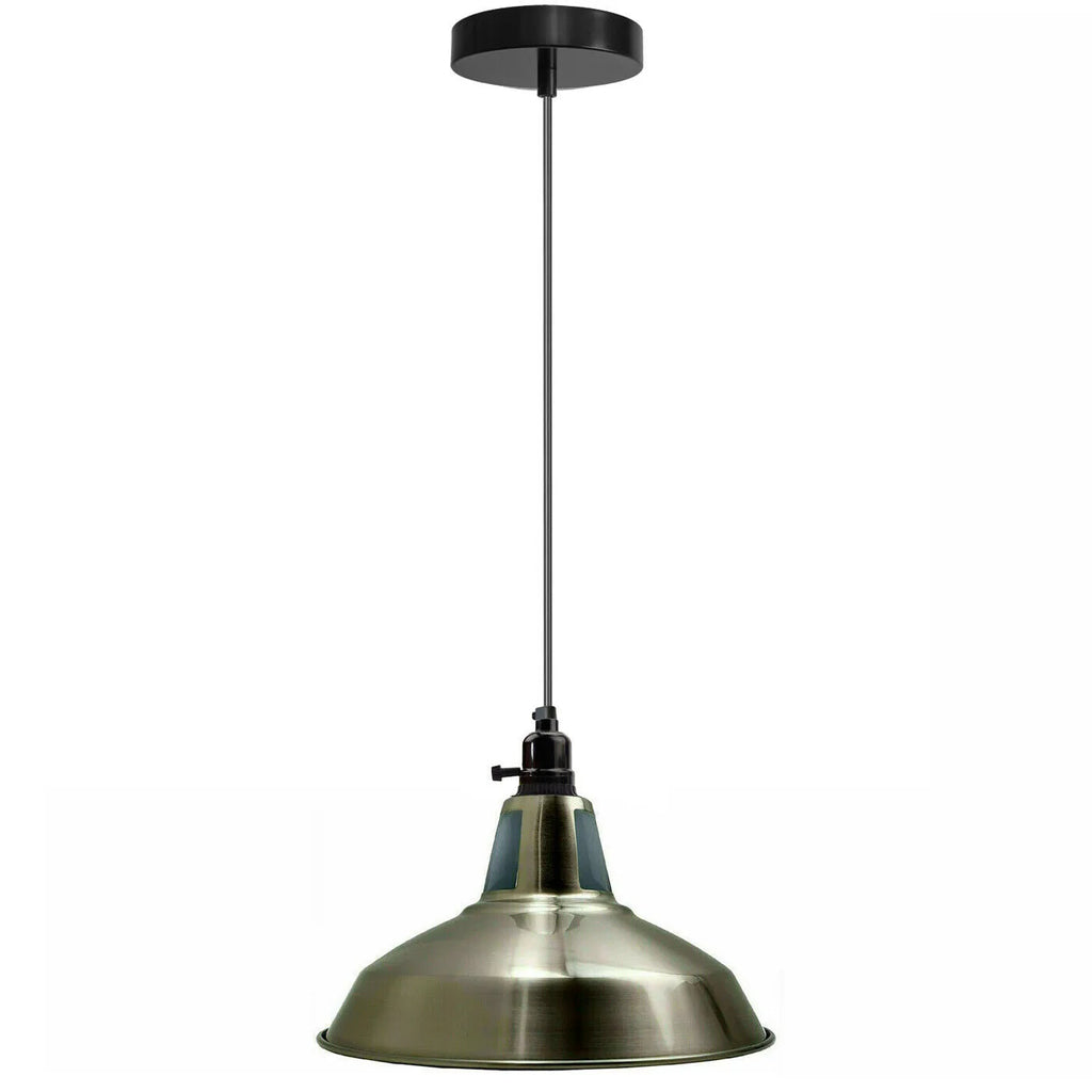 Vintage Industrial Metal Rotary Switch Pendant Light Fixture with Adjustable Cable