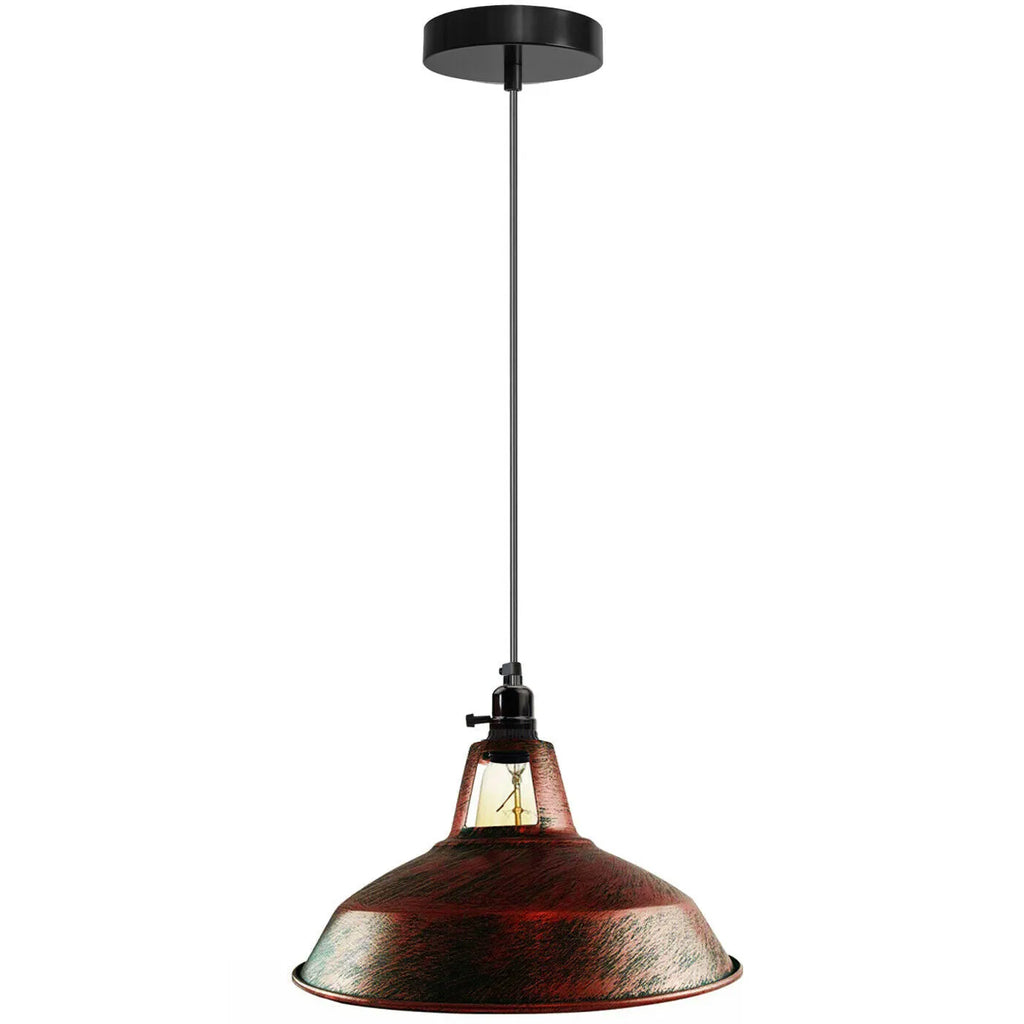 Vintage Industrial Metal Rotary Switch Pendant Light Fixture with Adjustable Cable