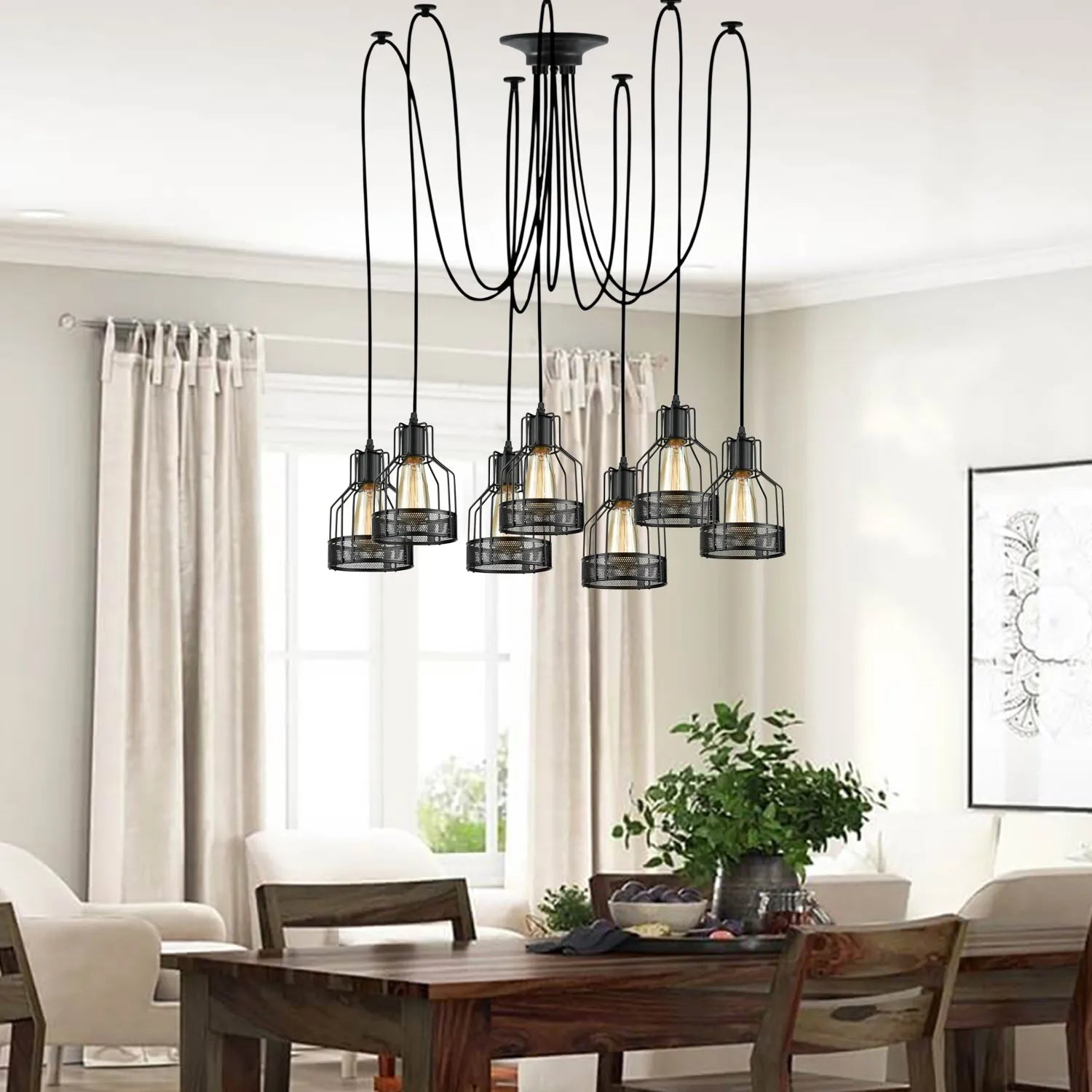 Retro Single Arm Birdcage Pendant Light | E27 | Vintage | Adjustable ~6318