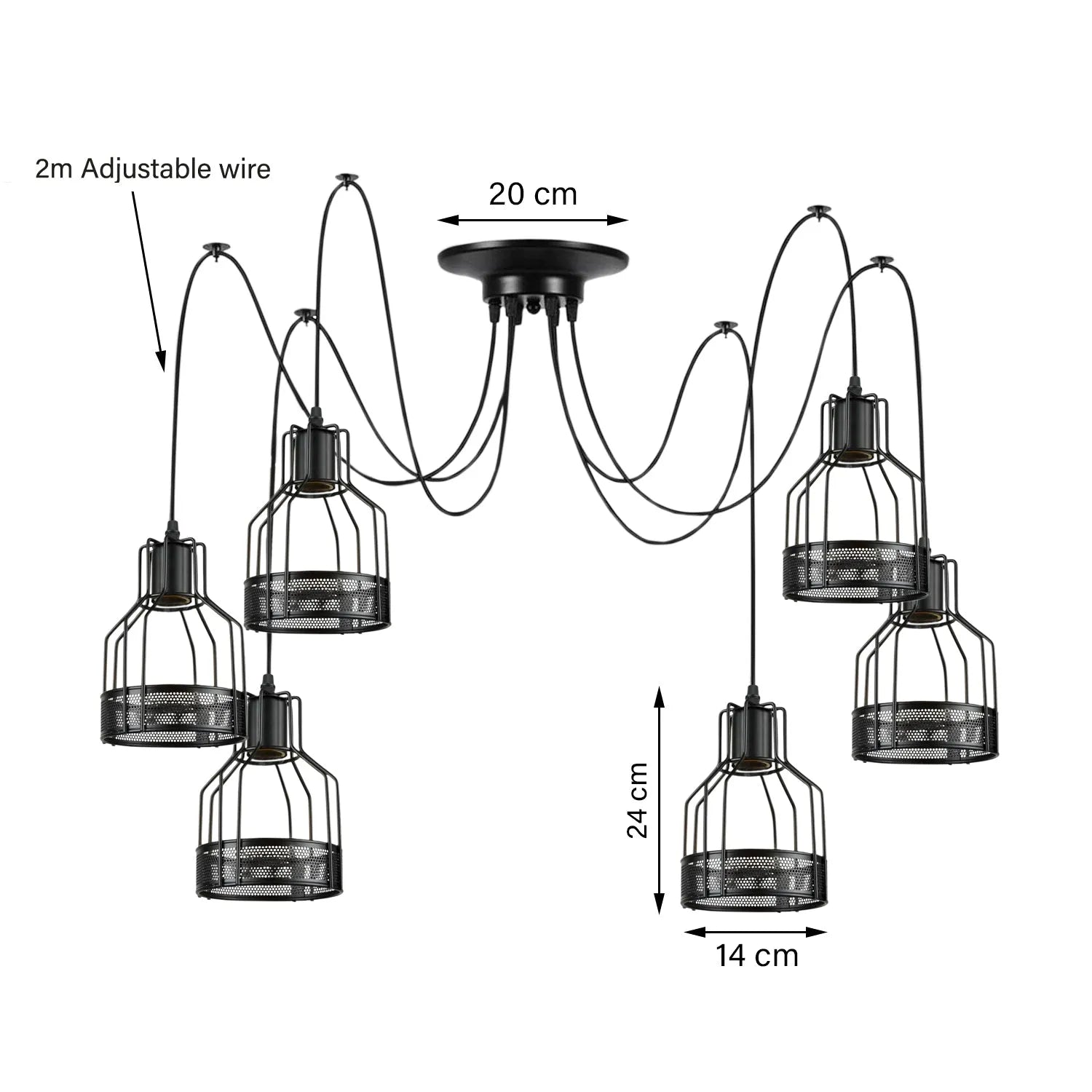 Retro Single Arm Birdcage Pendant Light | E27 | Vintage | Adjustable ~6318