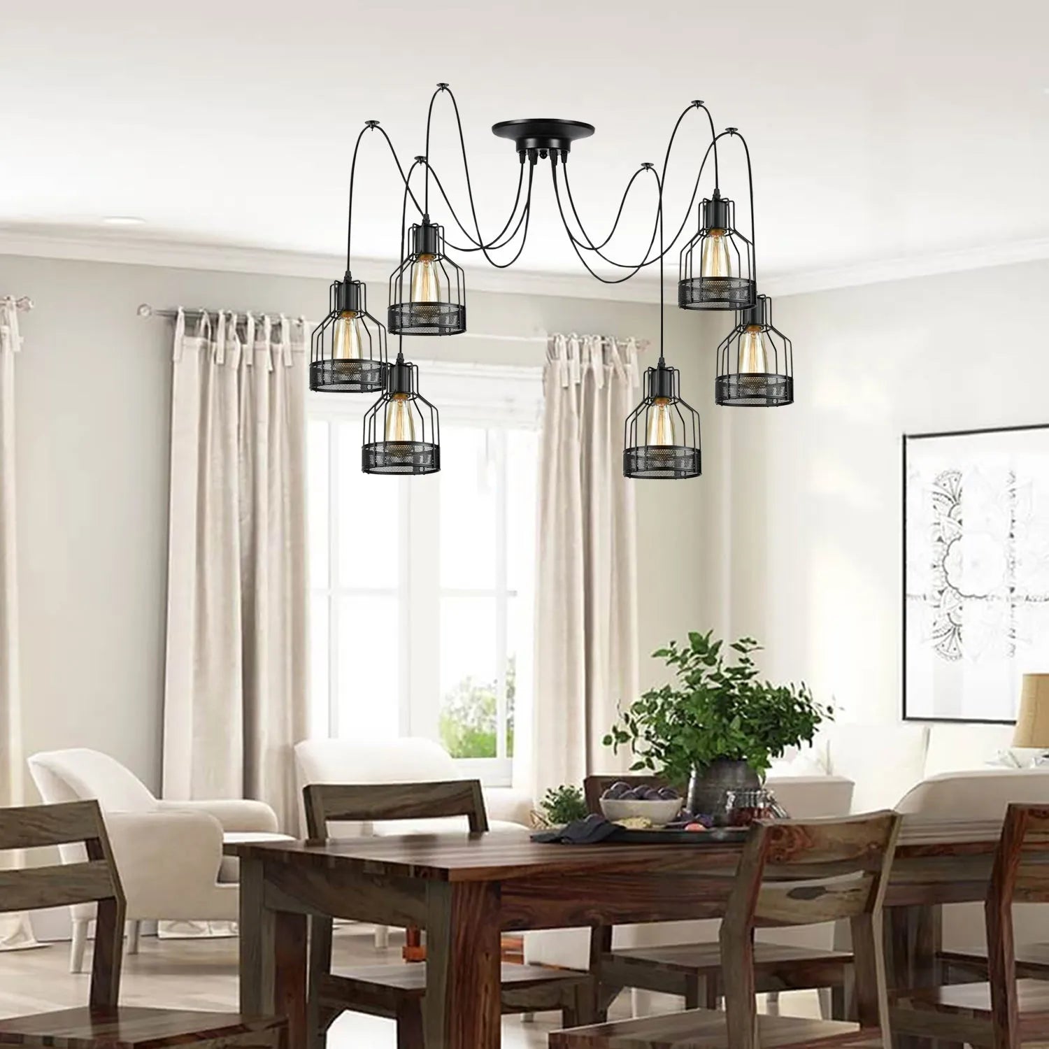 Retro Single Arm Birdcage Pendant Light | E27 | Vintage | Adjustable ~6318