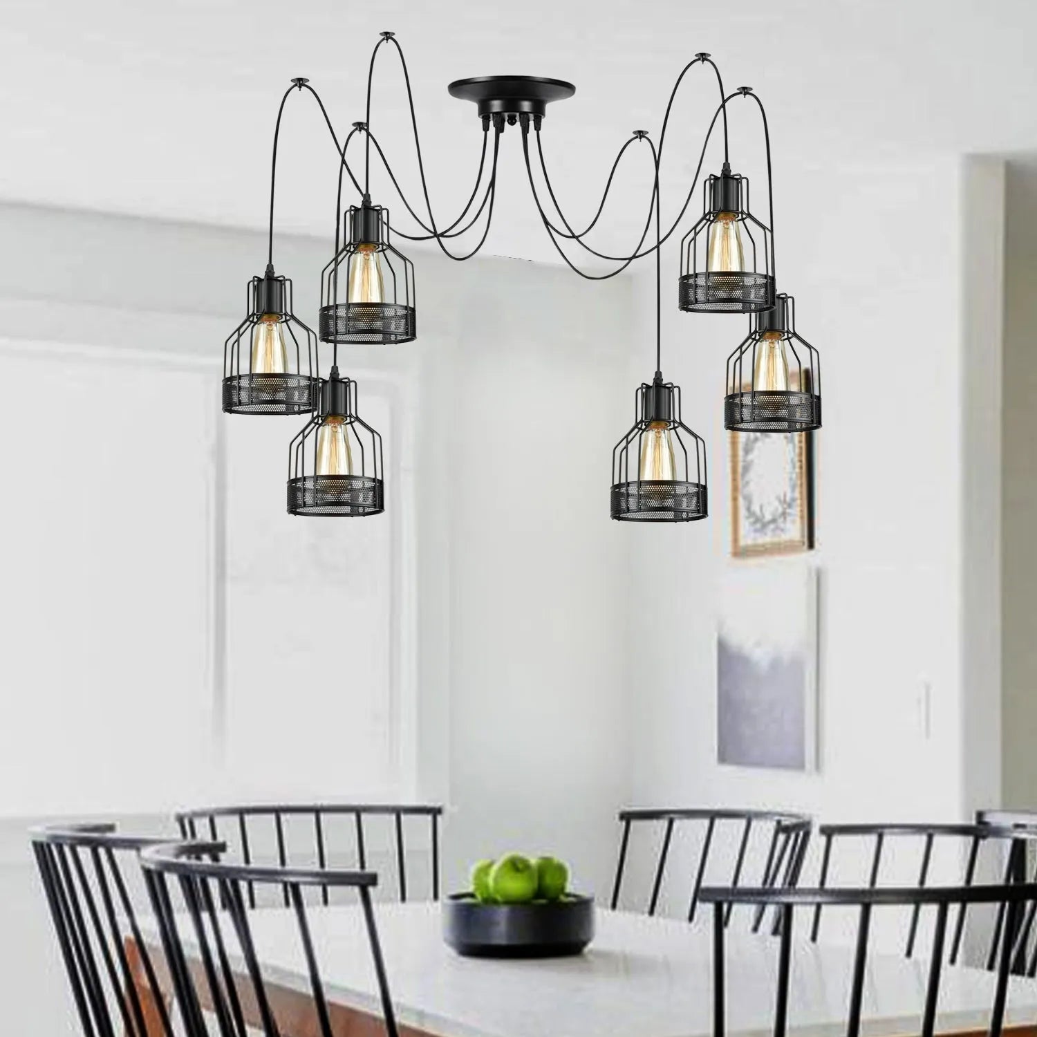 Retro Single Arm Birdcage Pendant Light | E27 | Vintage | Adjustable ~6318