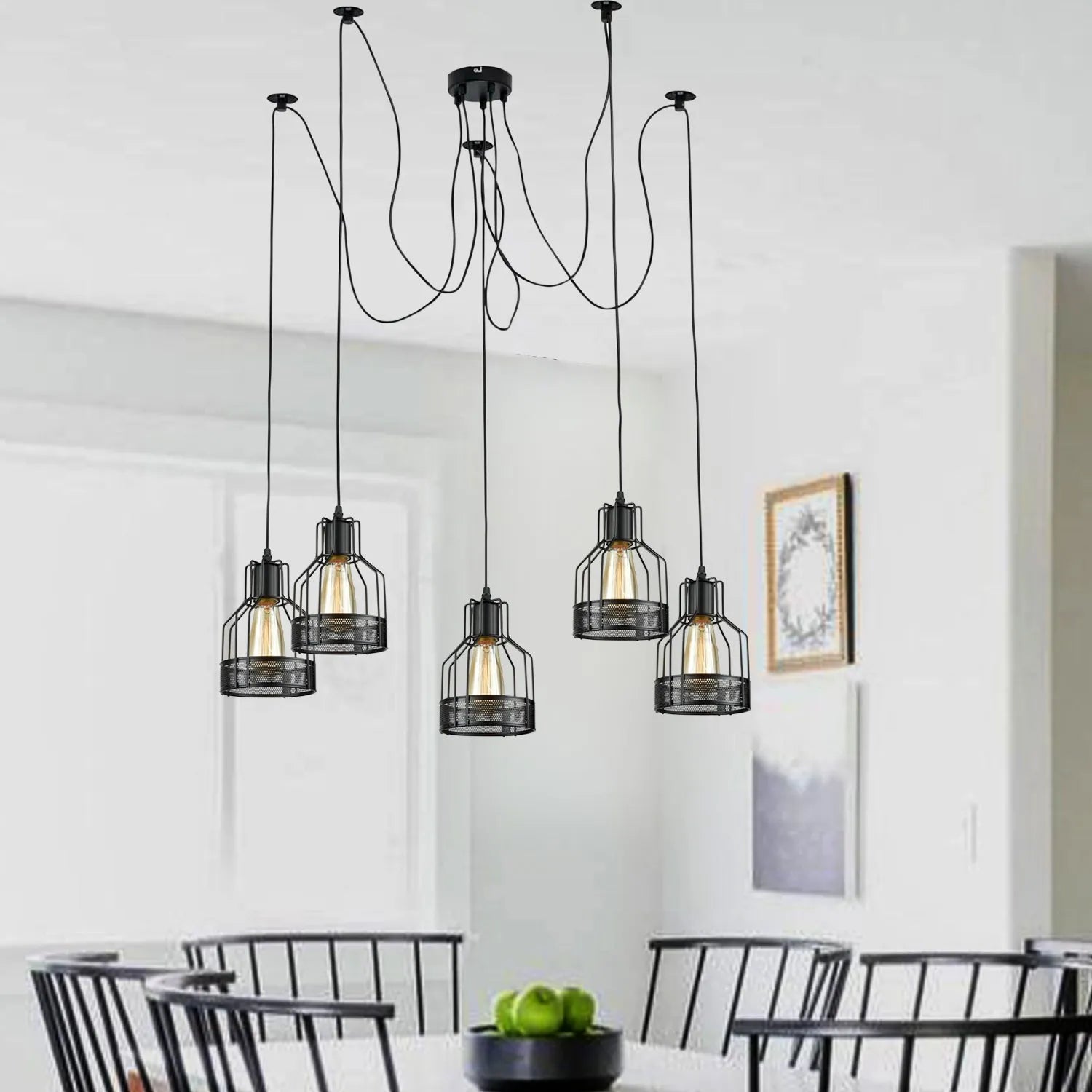 Retro Single Arm Birdcage Pendant Light | E27 | Vintage | Adjustable ~6318