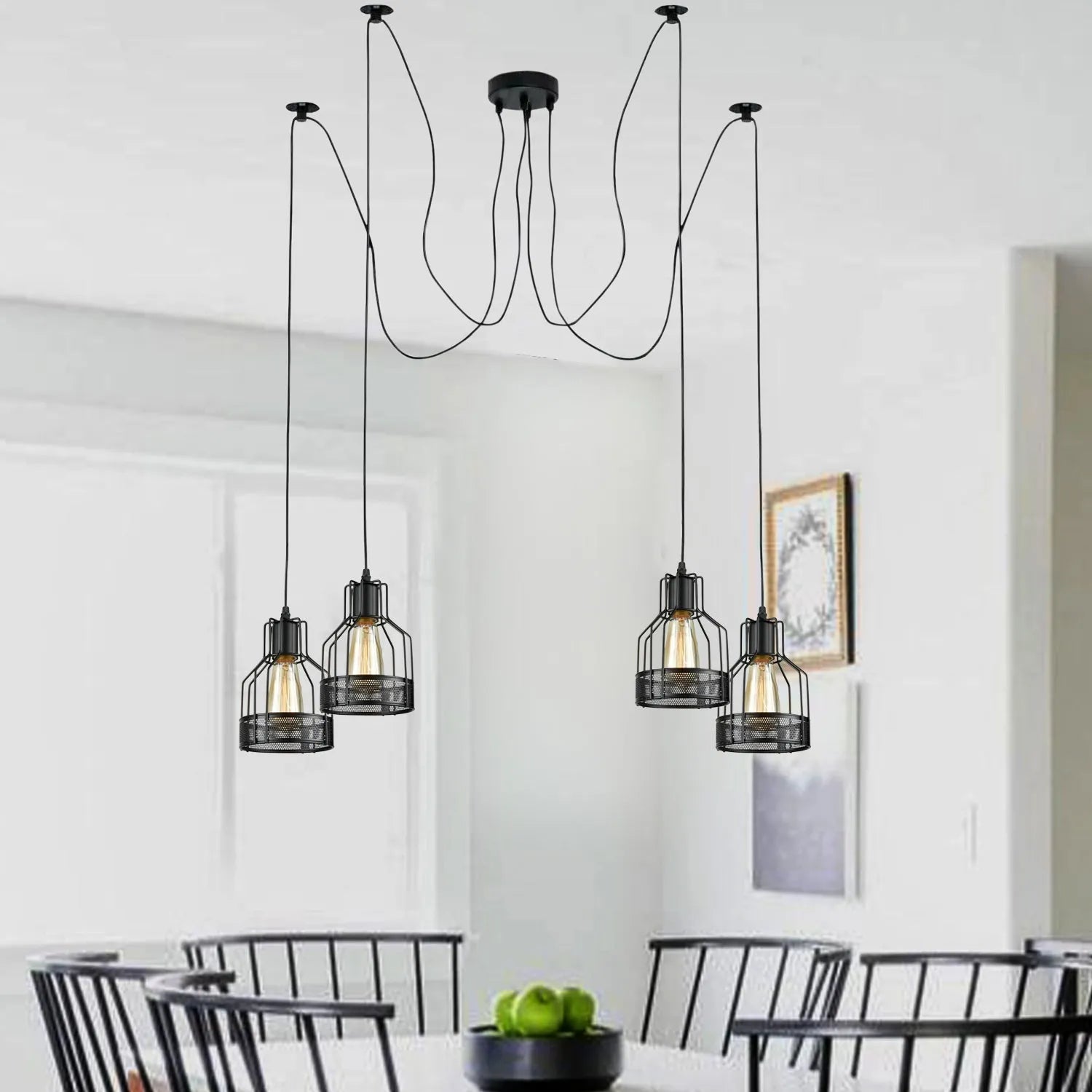 Retro Single Arm Birdcage Pendant Light | E27 | Vintage | Adjustable ~6318