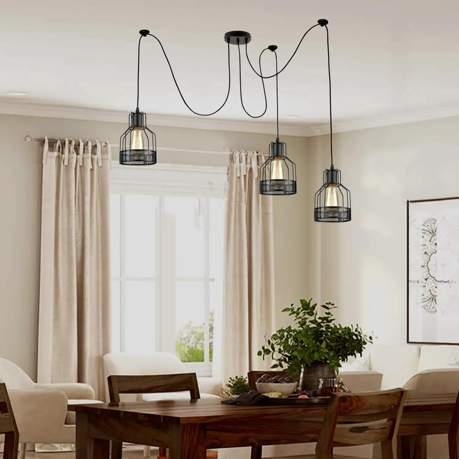 Retro Single Arm Birdcage Pendant Light | E27 | Vintage | Adjustable ~6318