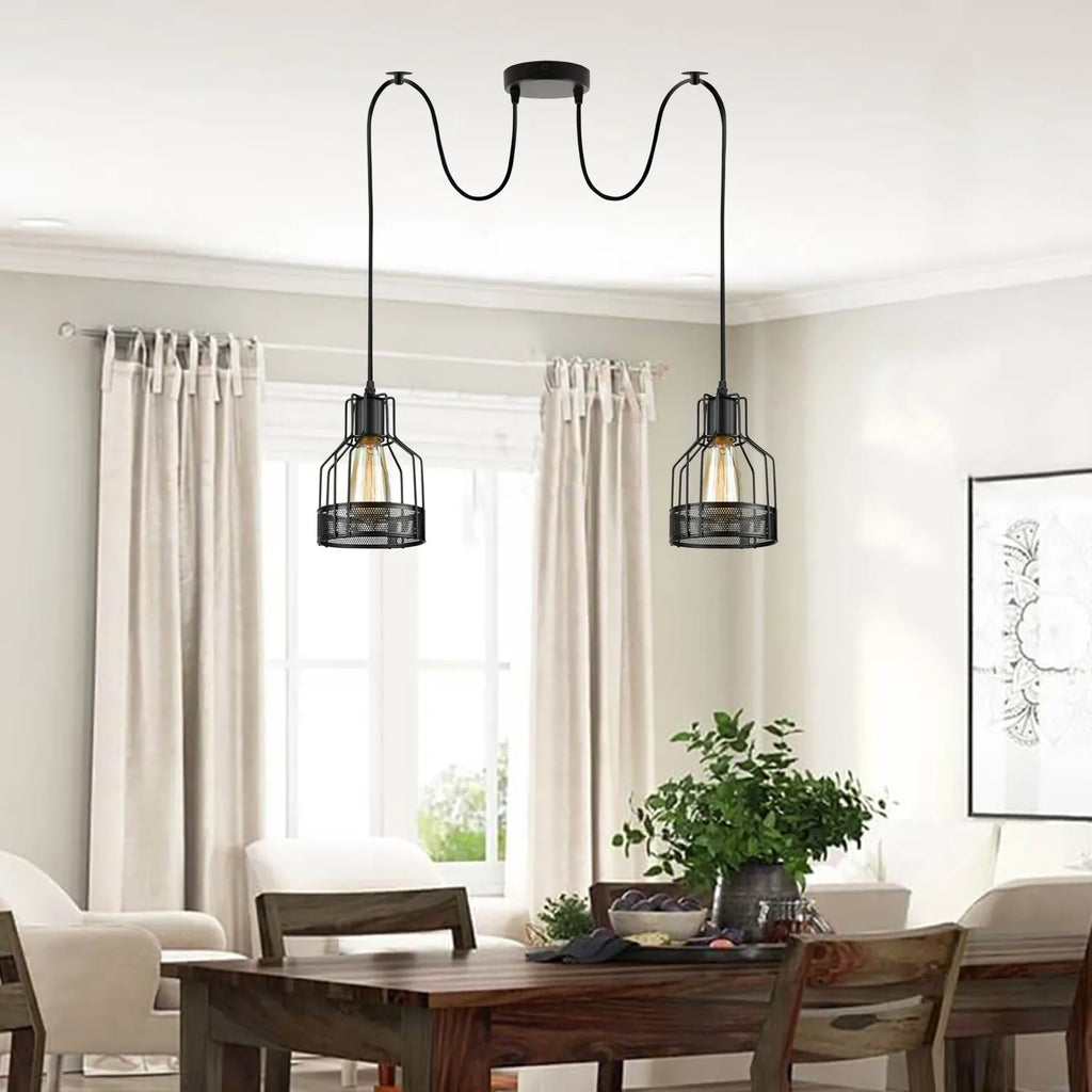 Retro Single Arm Birdcage Pendant Light | E27 | Vintage | Adjustable ~6318