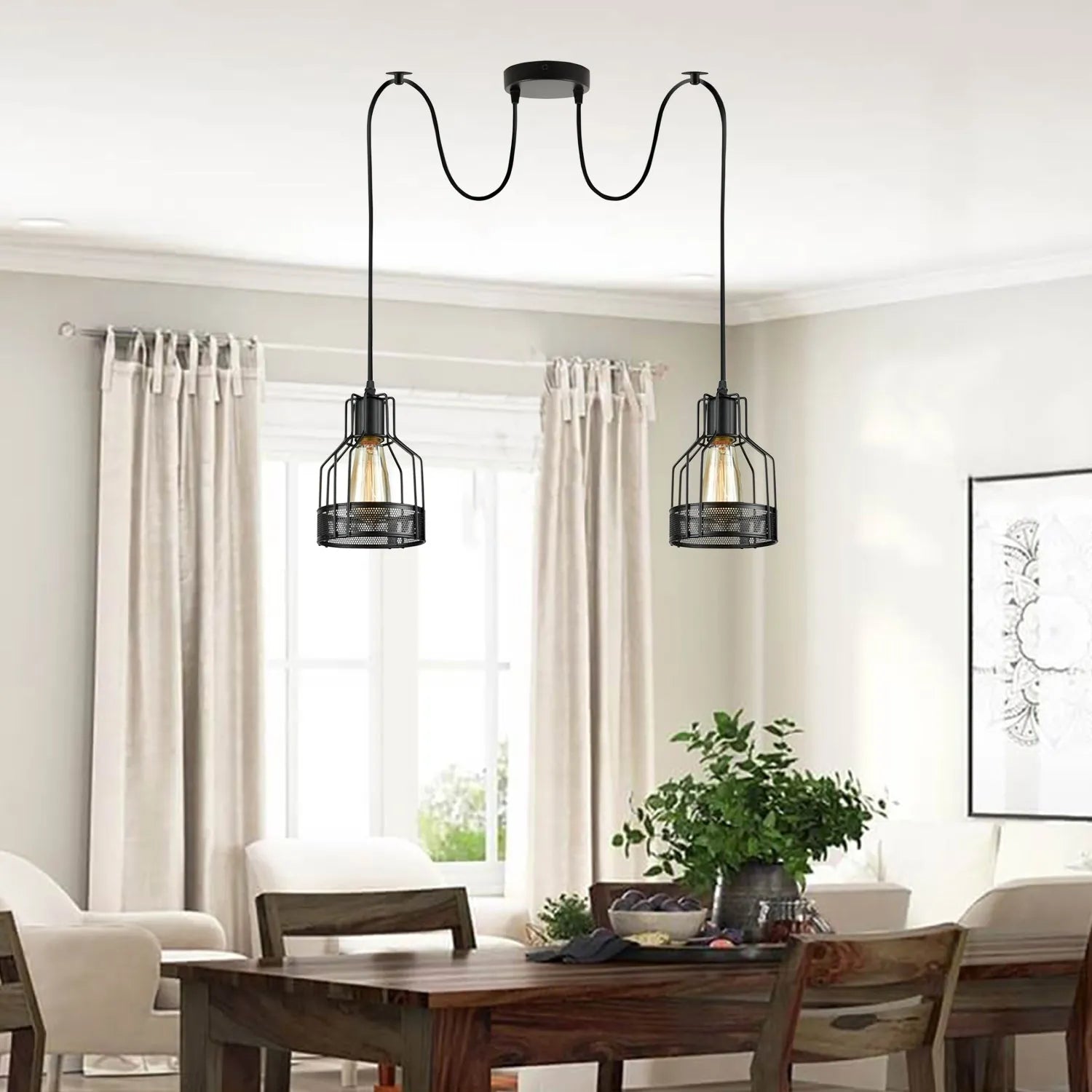 Retro Single Arm Birdcage Pendant Light | E27 | Vintage | Adjustable ~6318