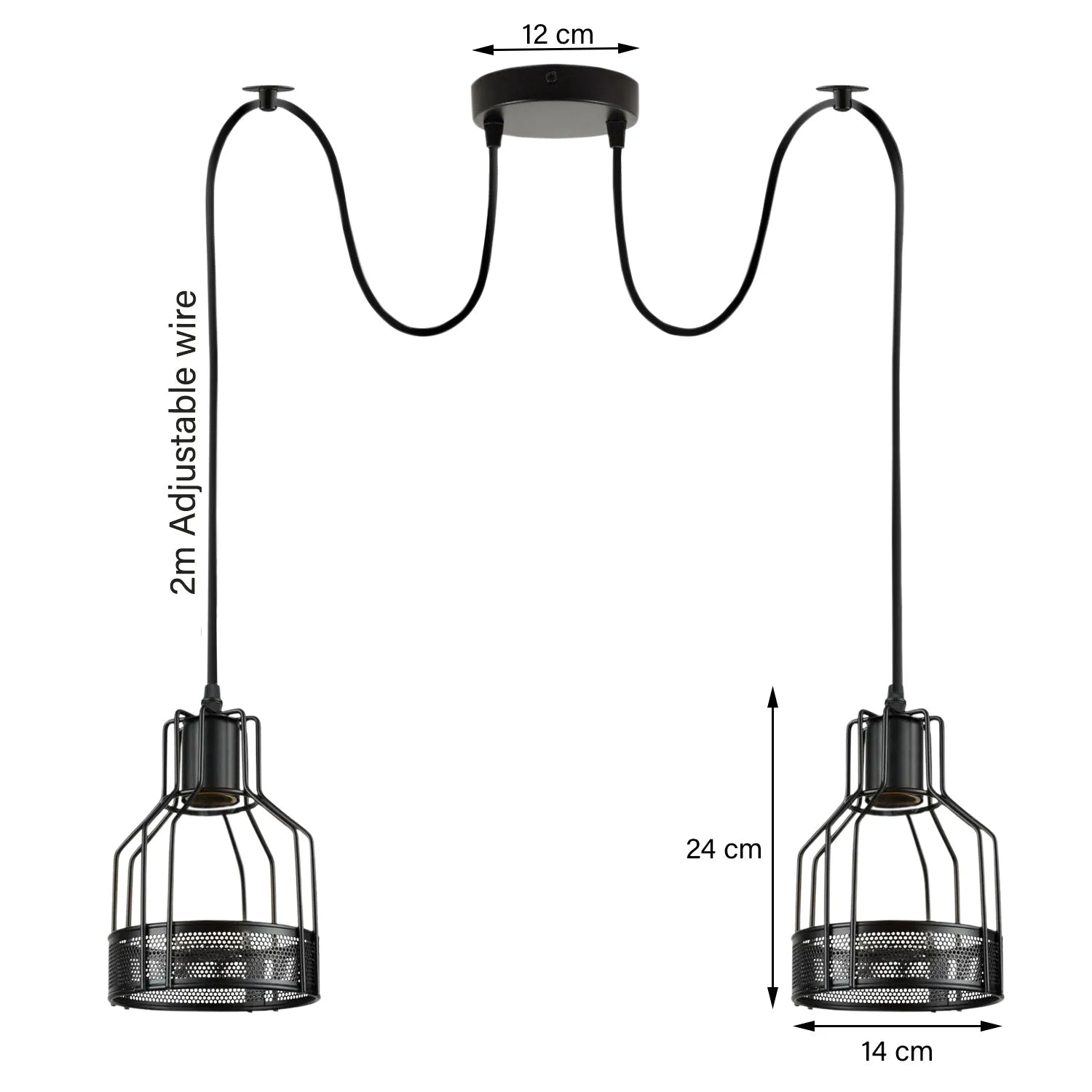 Retro Single Arm Birdcage Pendant Light | E27 | Vintage | Adjustable ~6318