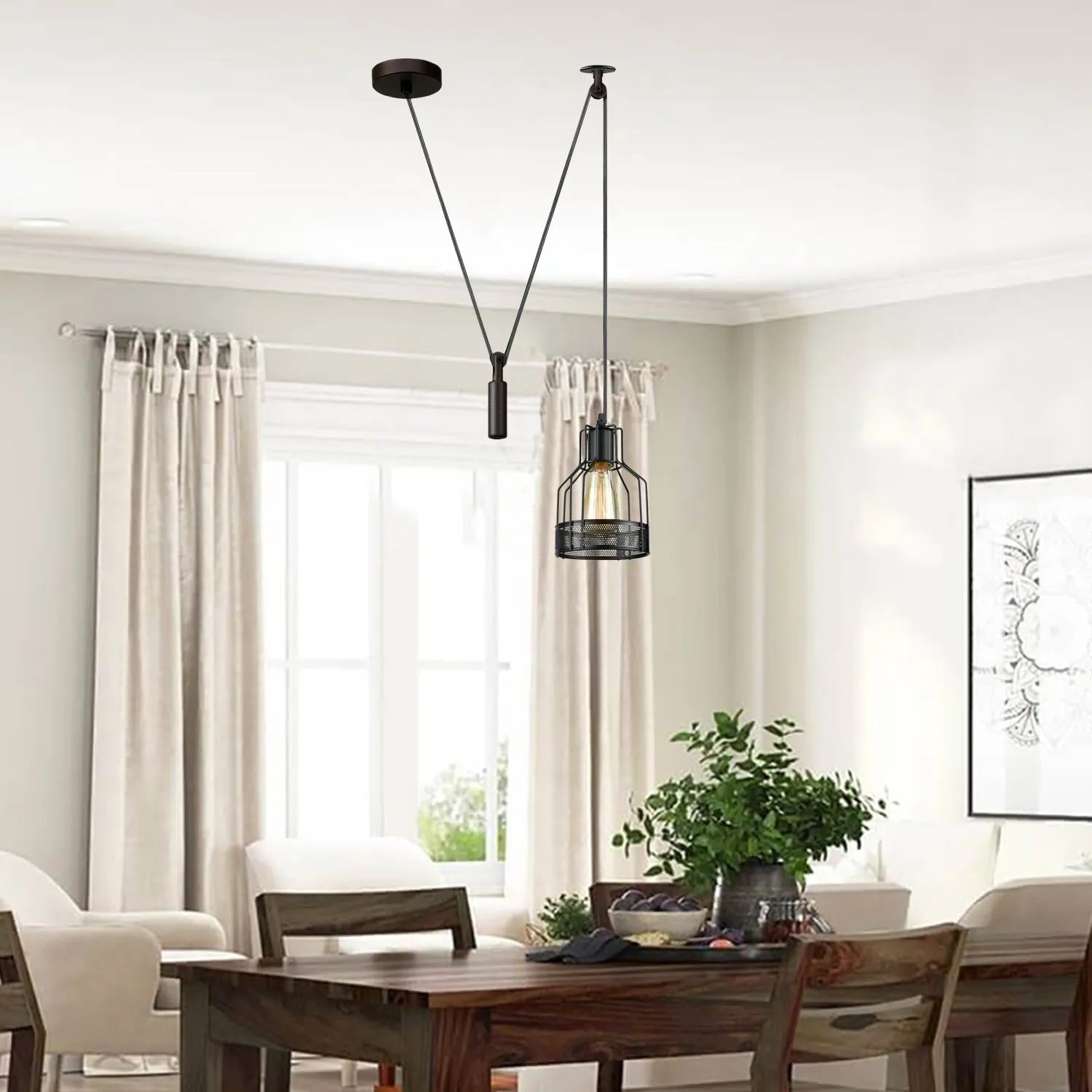 Retro Single Arm Birdcage Pendant Light | E27 | Vintage | Adjustable ~6318