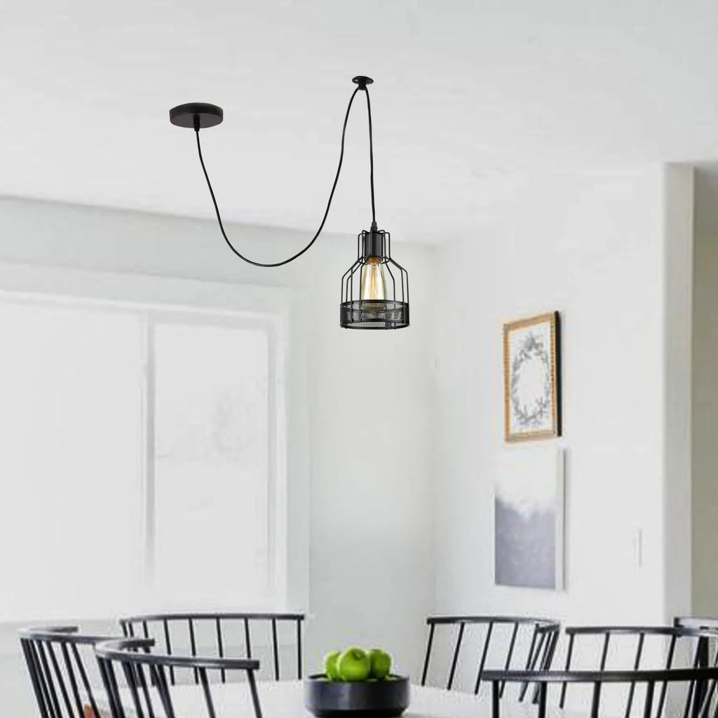 Retro Single Arm Birdcage Pendant Light | E27 | Vintage | Adjustable ~6318
