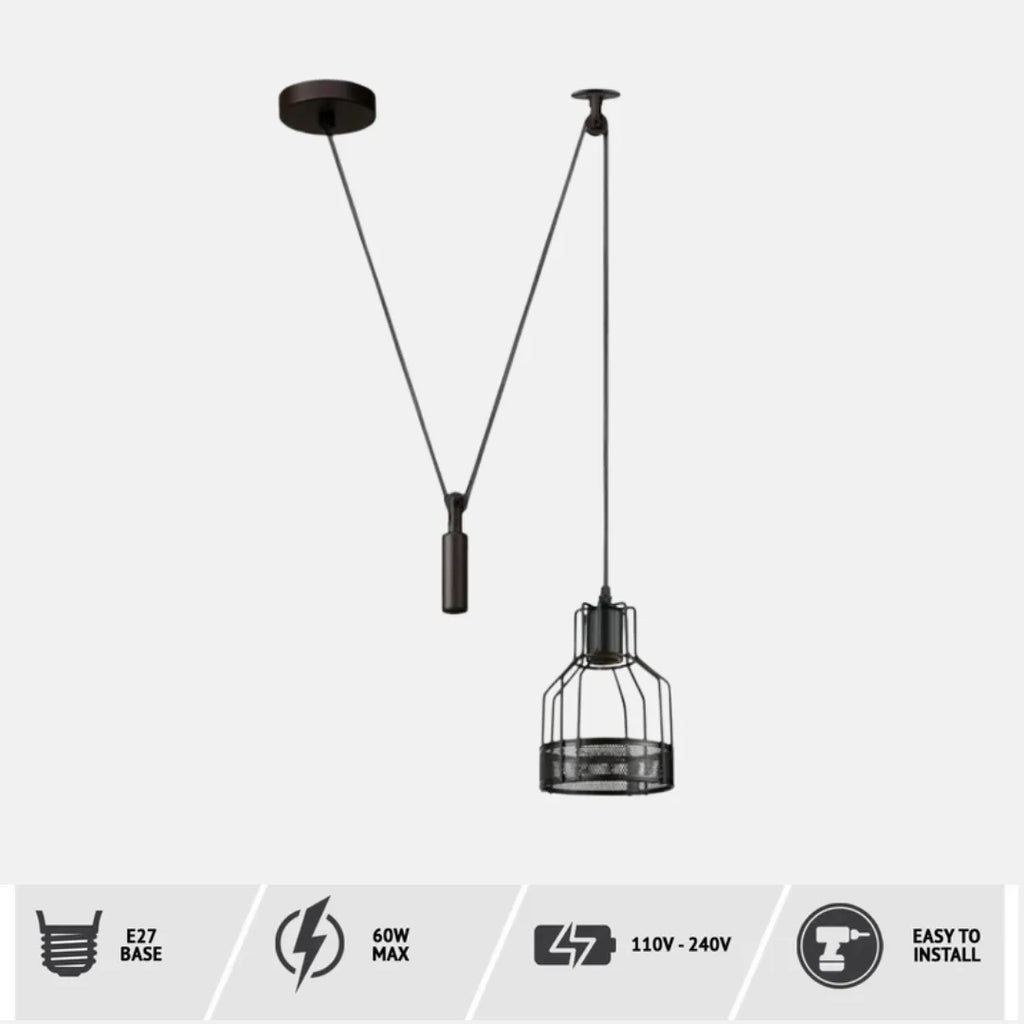 Retro Single Arm Birdcage Pendant Light | E27 | Vintage | Adjustable ~6318