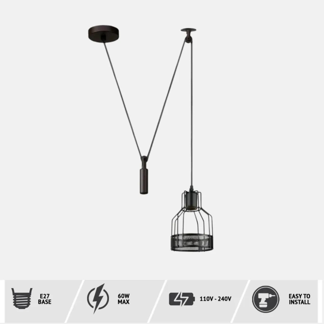 Retro Single Arm Birdcage Pendant Light | E27 | Vintage | Adjustable ~6318