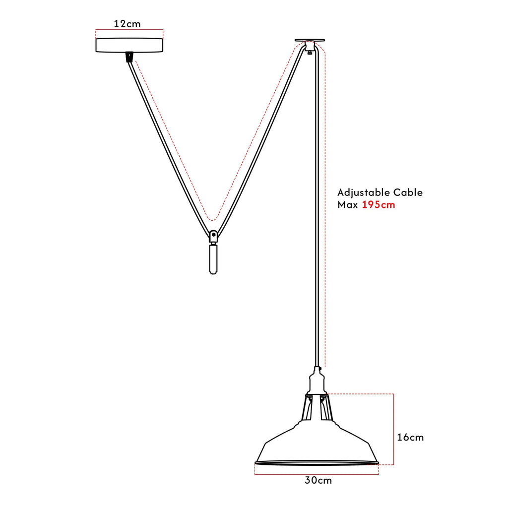 Industrial Pulley Pendant Light with Adjustable Metal Shade for Kitchen Island