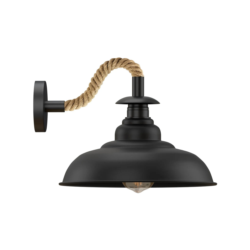 Black Rope Wall Sconce Light with Diamond Cage, Industrial Vintage Design