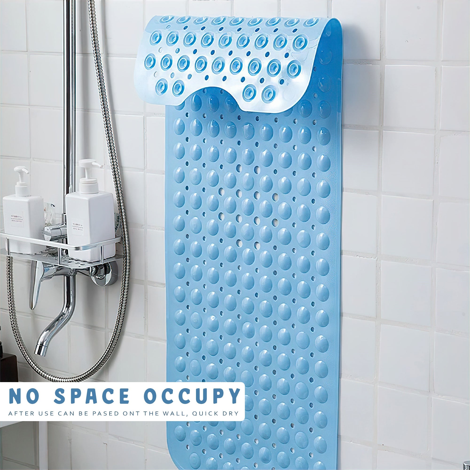 Anti-Bacterial Non Slip Grip and Drain Holes Soft Shower Mat~6103